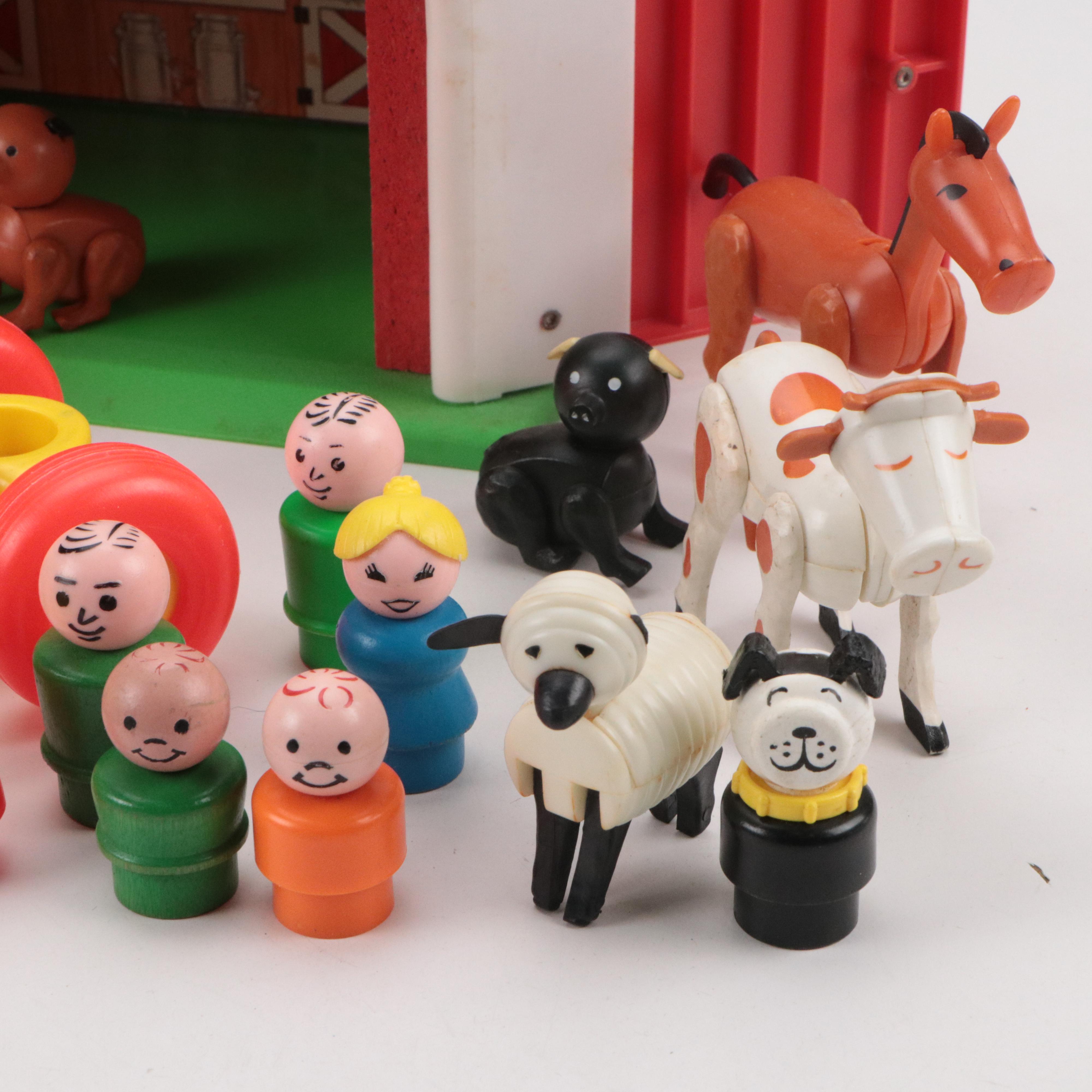 Fisher-Price "Play Family House" with Lunchbox and Toy Barn, 1960s