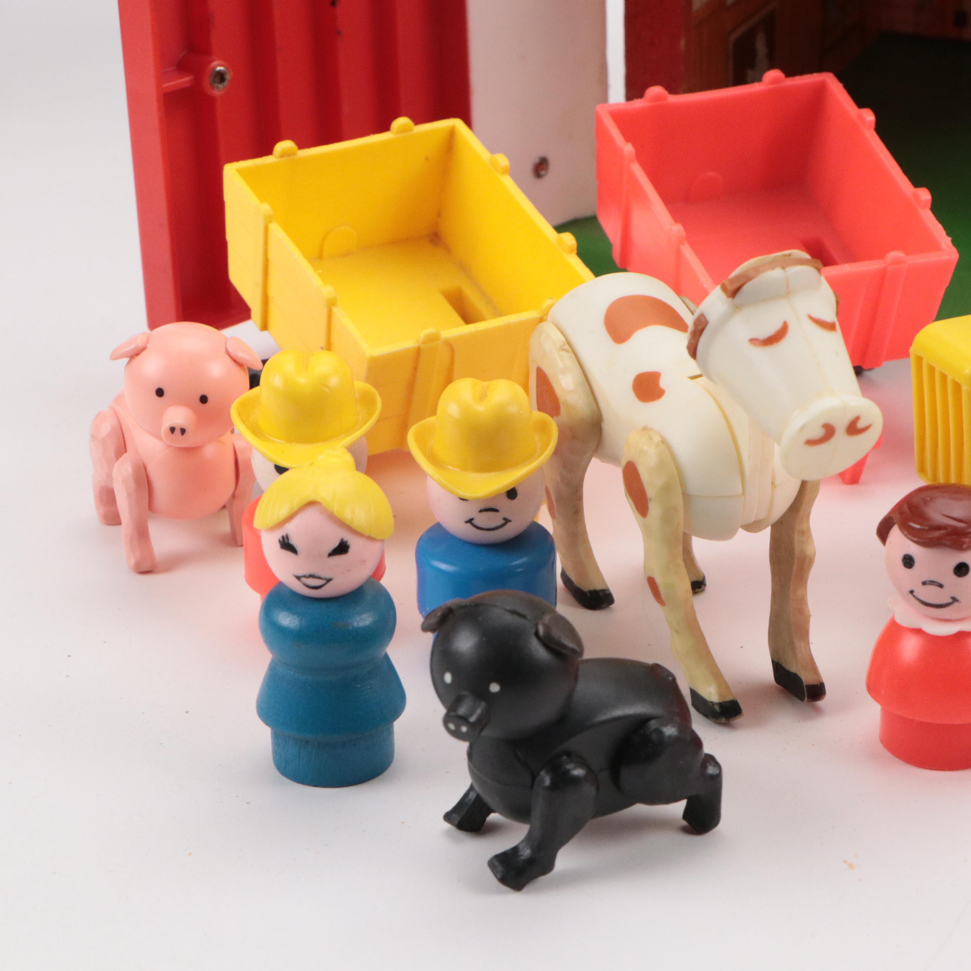 Fisher-Price "Play Family House" with Lunchbox and Toy Barn, 1960s