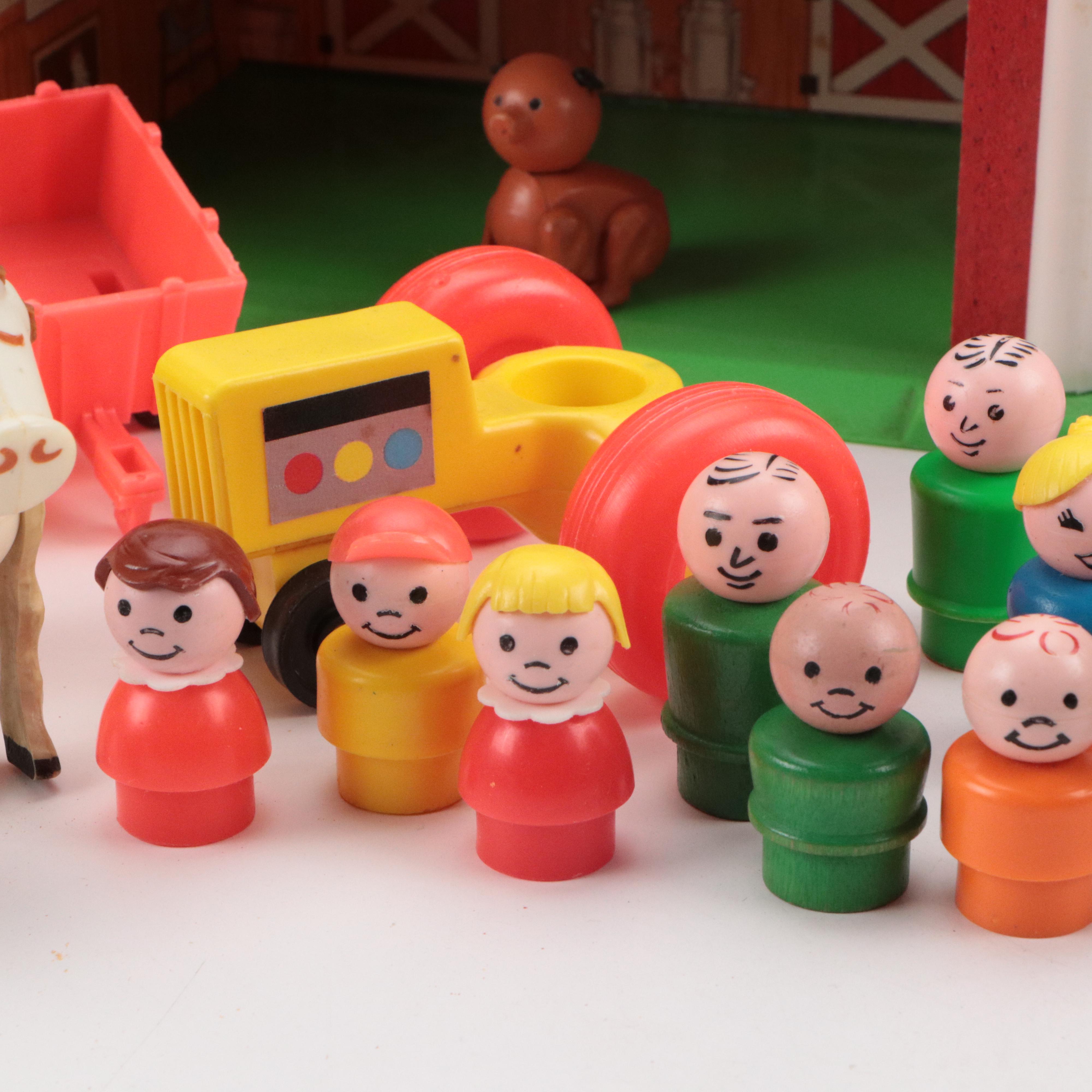 Fisher-Price "Play Family House" with Lunchbox and Toy Barn, 1960s