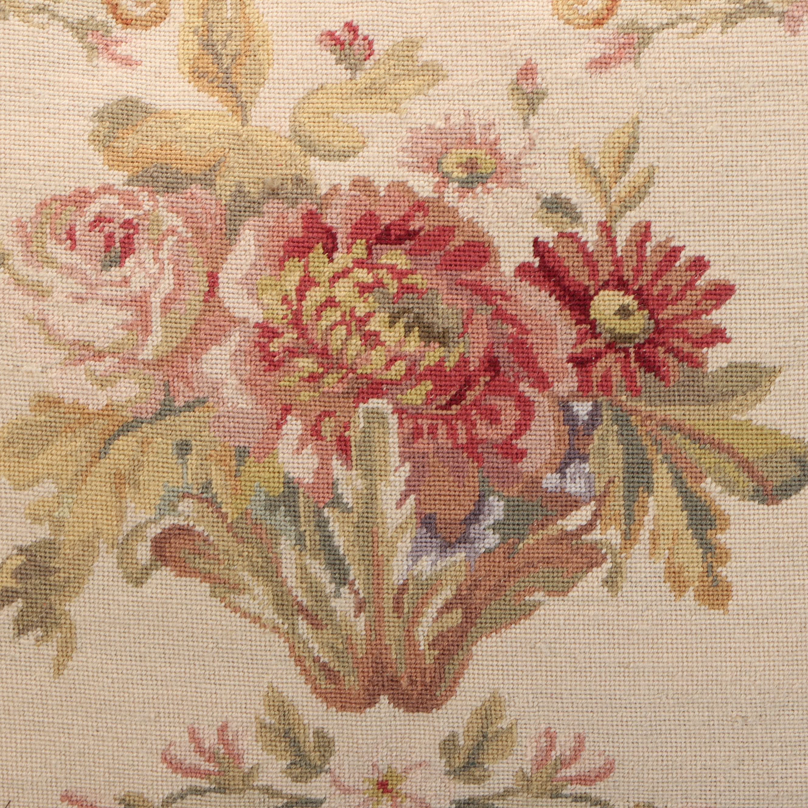 Katha Diddel Handmade Floral Needlepoint Wool Accent Pillows