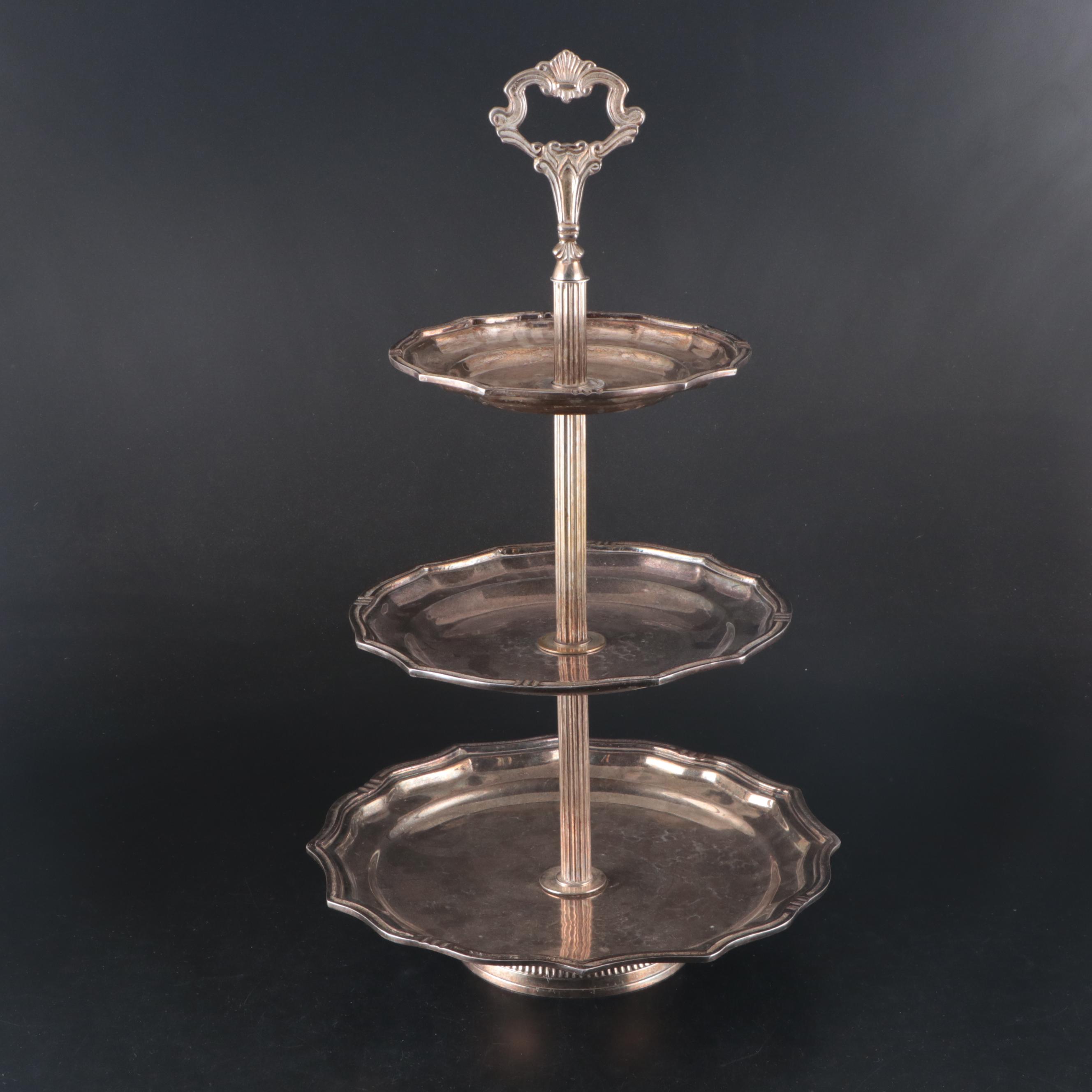 Jordan Silver Plate Three-Tier Tray and Two-Tier Tray with More