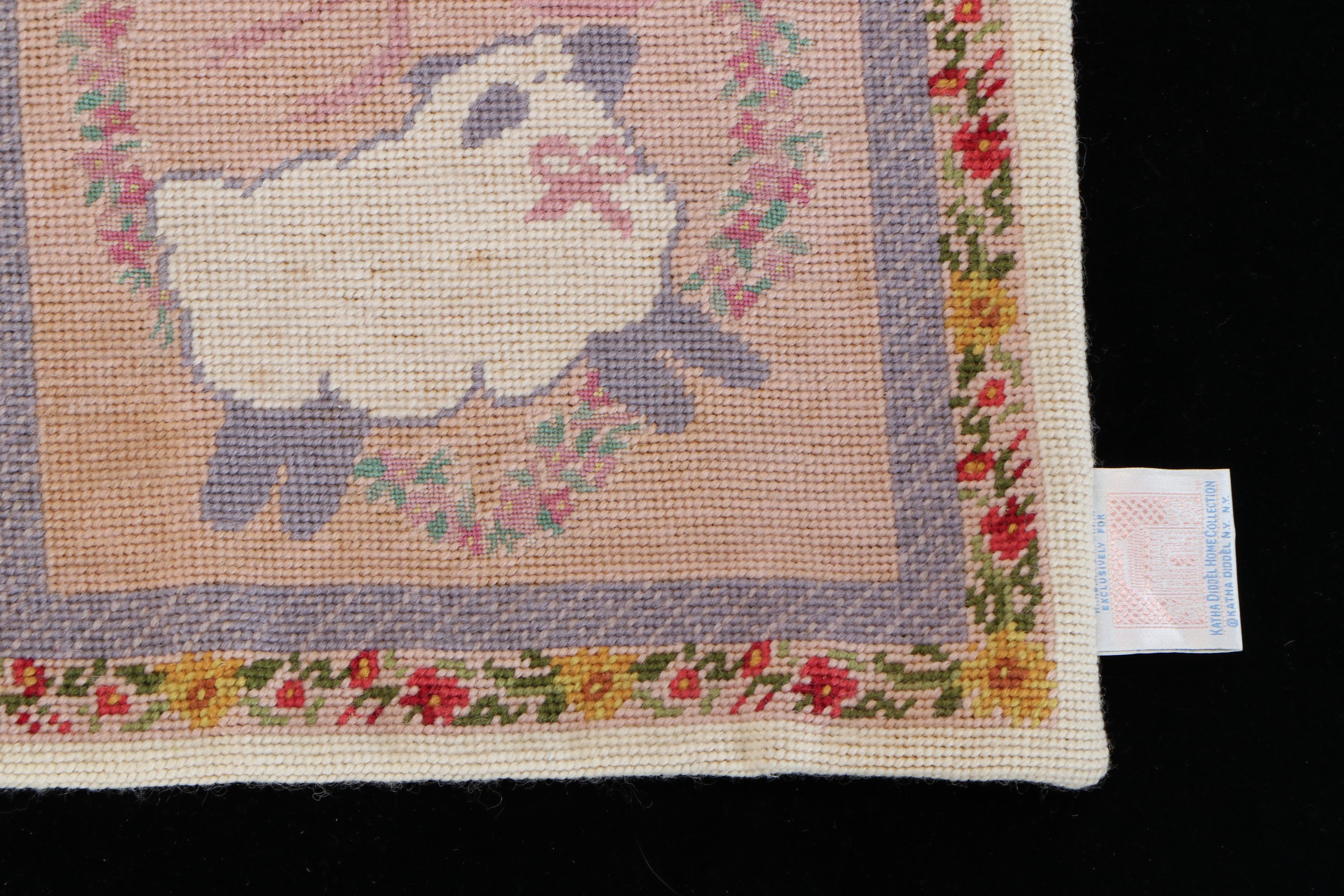 Katha Diddel Handmade Child's Storybook Needlepoint Rug and Lamb Pillow