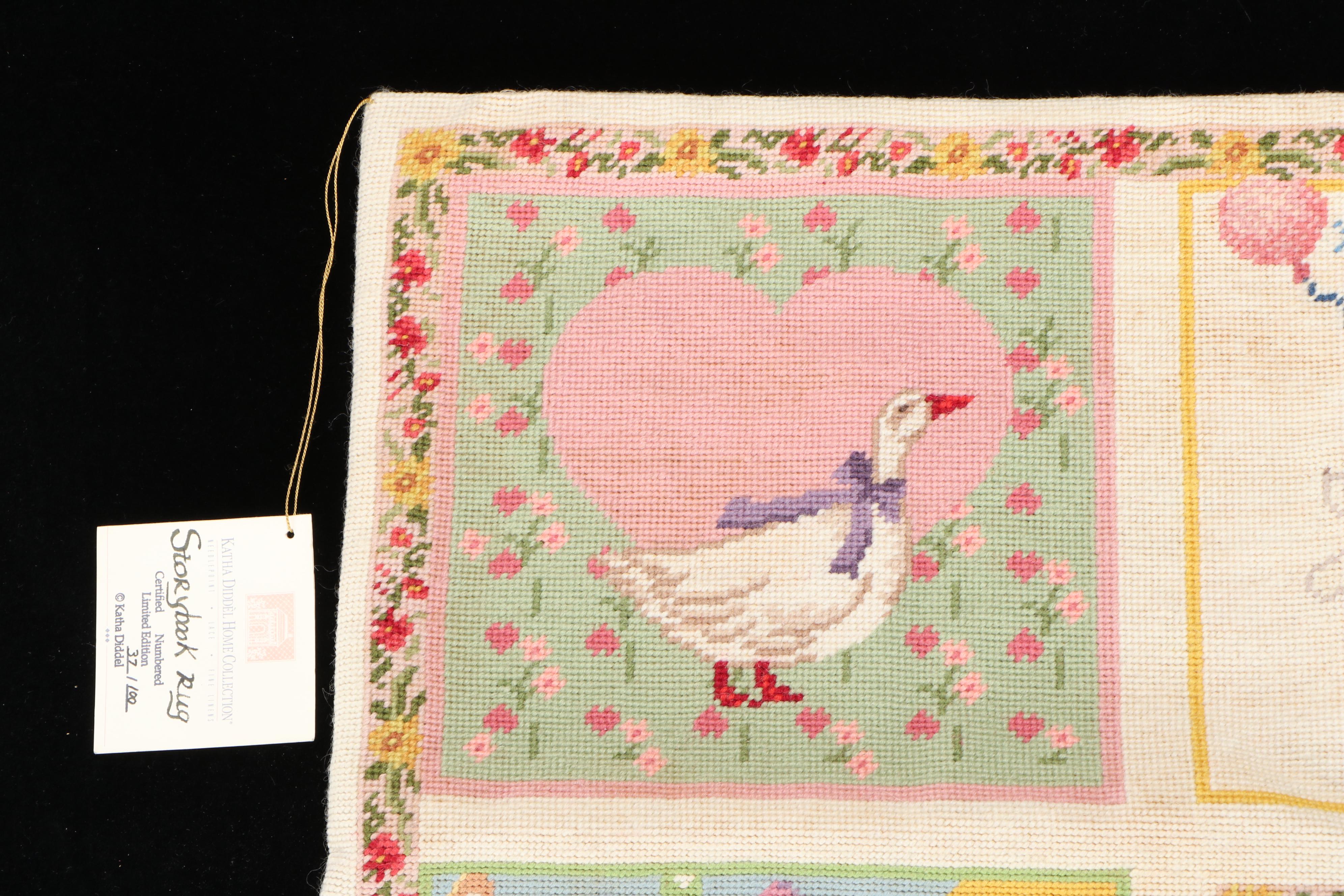 Katha Diddel Handmade Child's Storybook Needlepoint Rug and Lamb Pillow