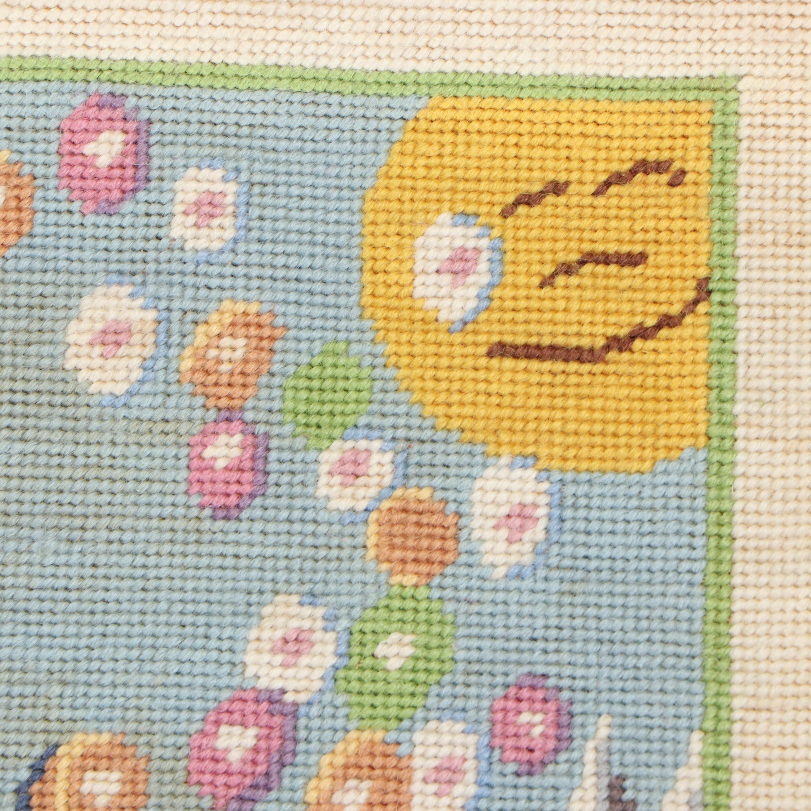 Katha Diddel Handmade Child's Storybook Needlepoint Rug and Lamb Pillow