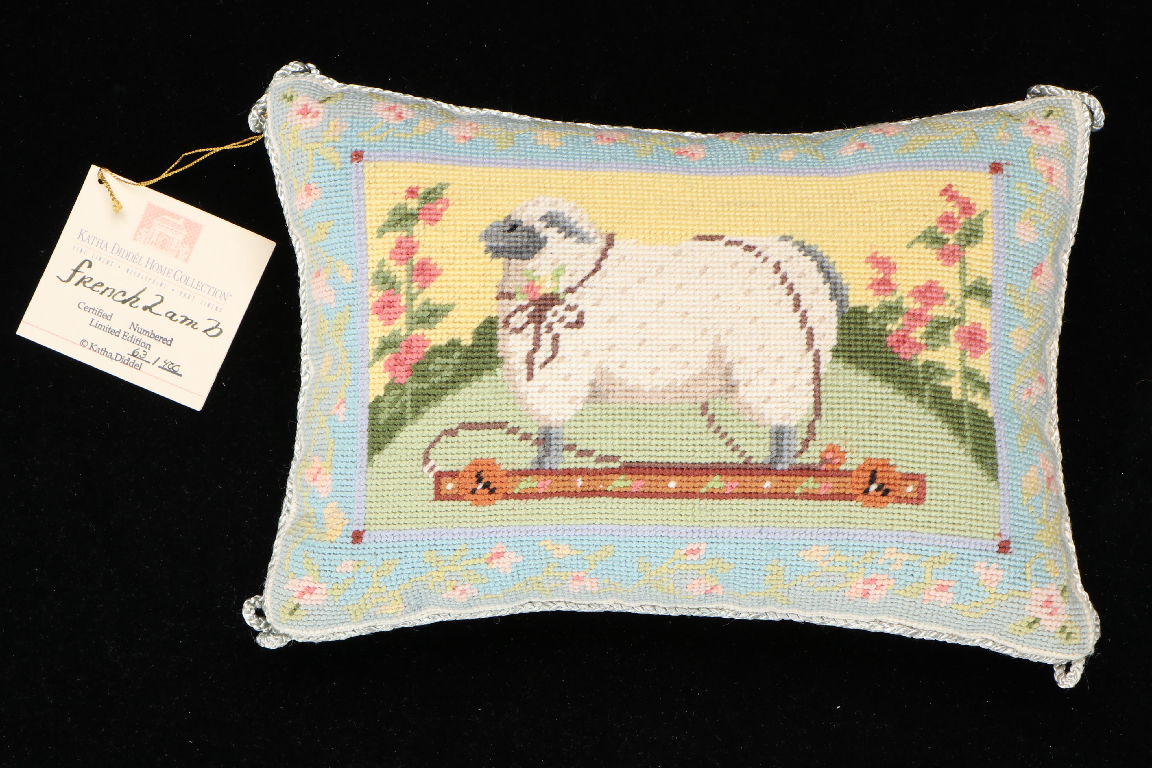 Katha Diddel Handmade Child's Storybook Needlepoint Rug and Lamb Pillow