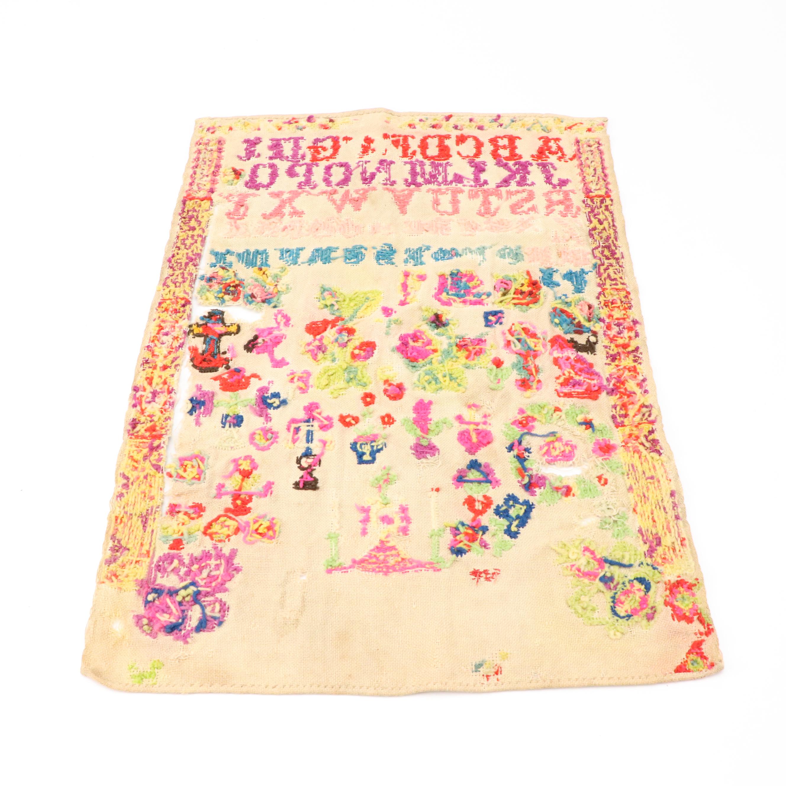 Hand-Embroidered Cross-Stitch Sampler, Late 19th–Early 20th C.