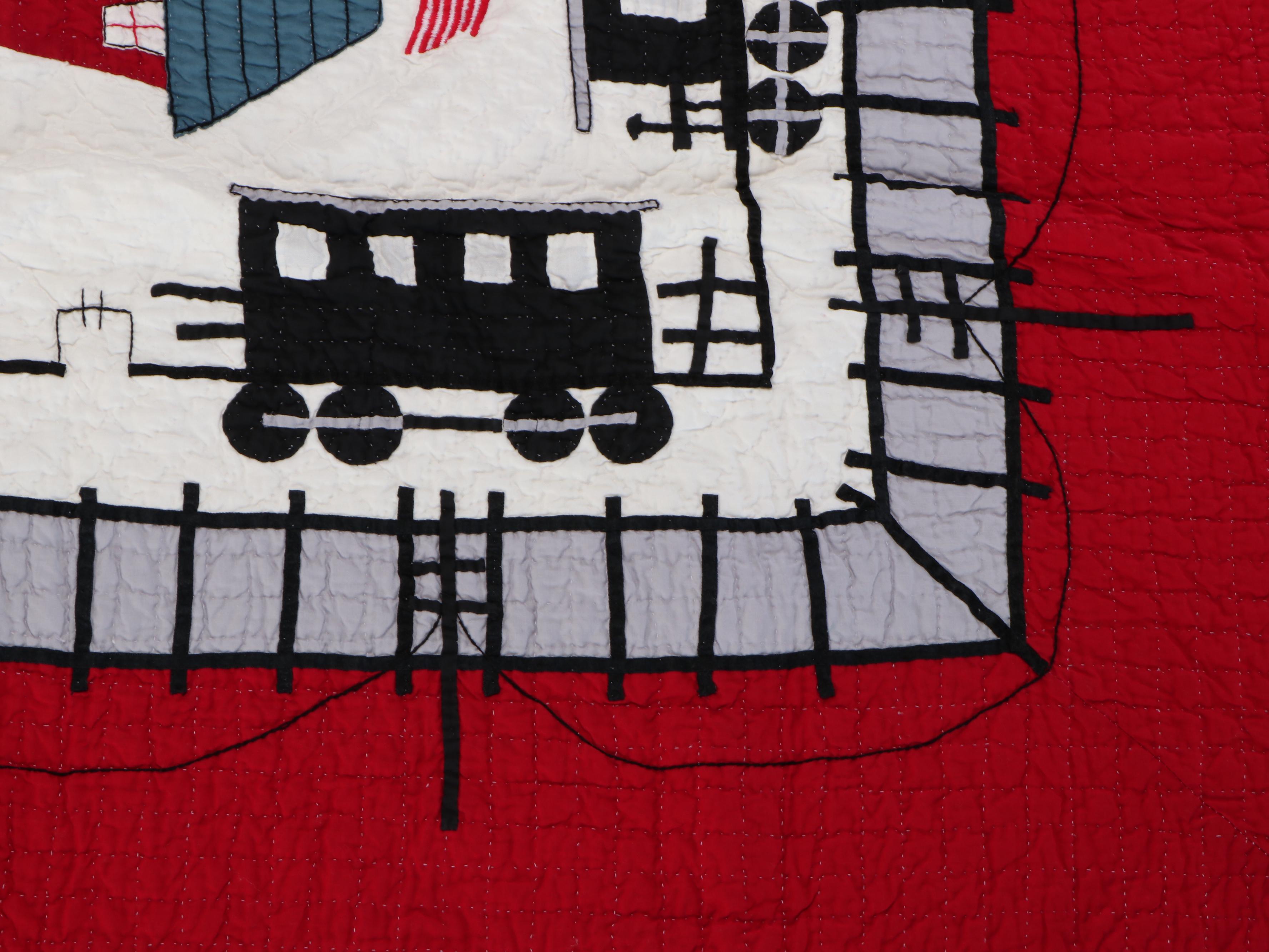 Judi Boisson "Local Loco" Crib Quilt, Pillow with "Pineapple Log Cabin" Pillows