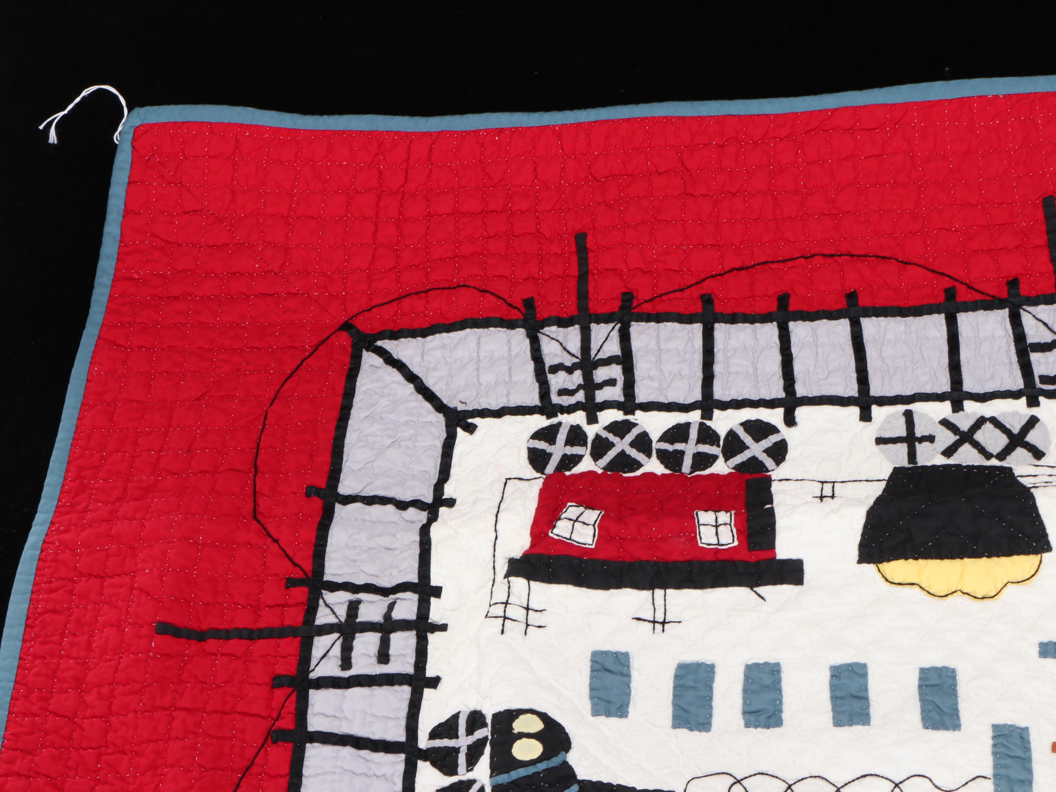 Judi Boisson "Local Loco" Crib Quilt, Pillow with "Pineapple Log Cabin" Pillows