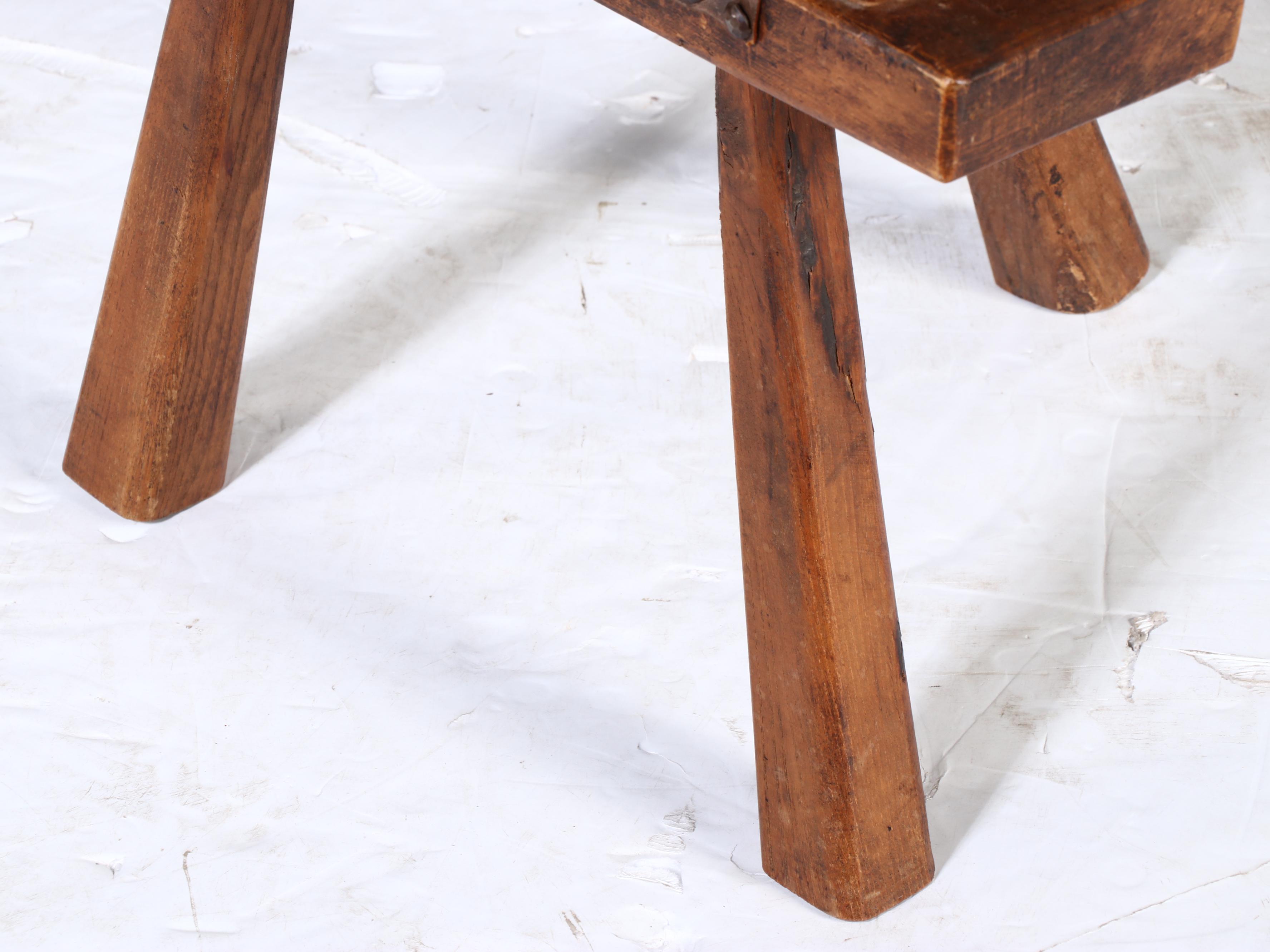 Spanish Brutalist Style Wooden and Leather Bootstrap Birthing Chair