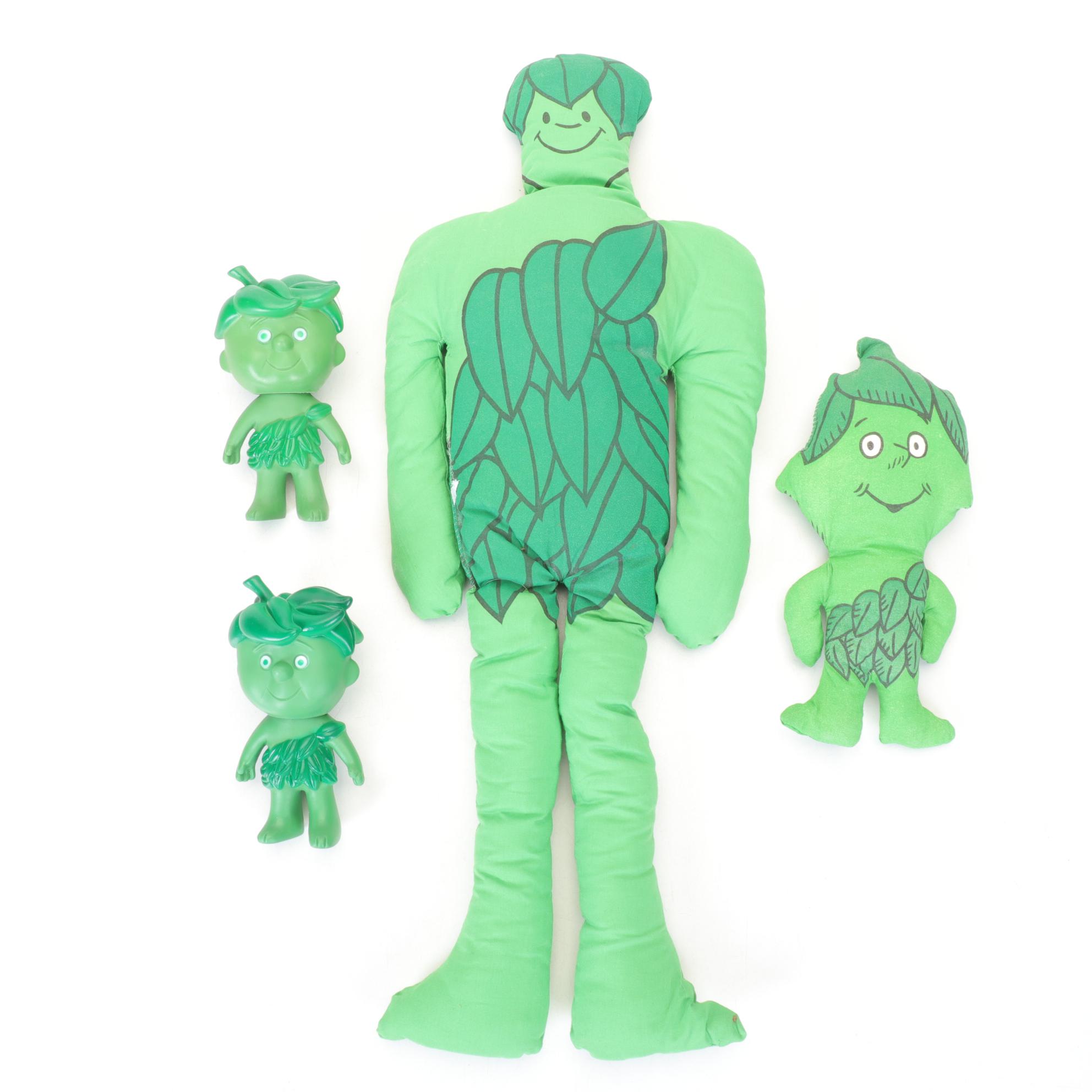 Jolly Green Giant with Sprout Rag Dolls and Vinyl Rubber Sprout Figures, 1970s