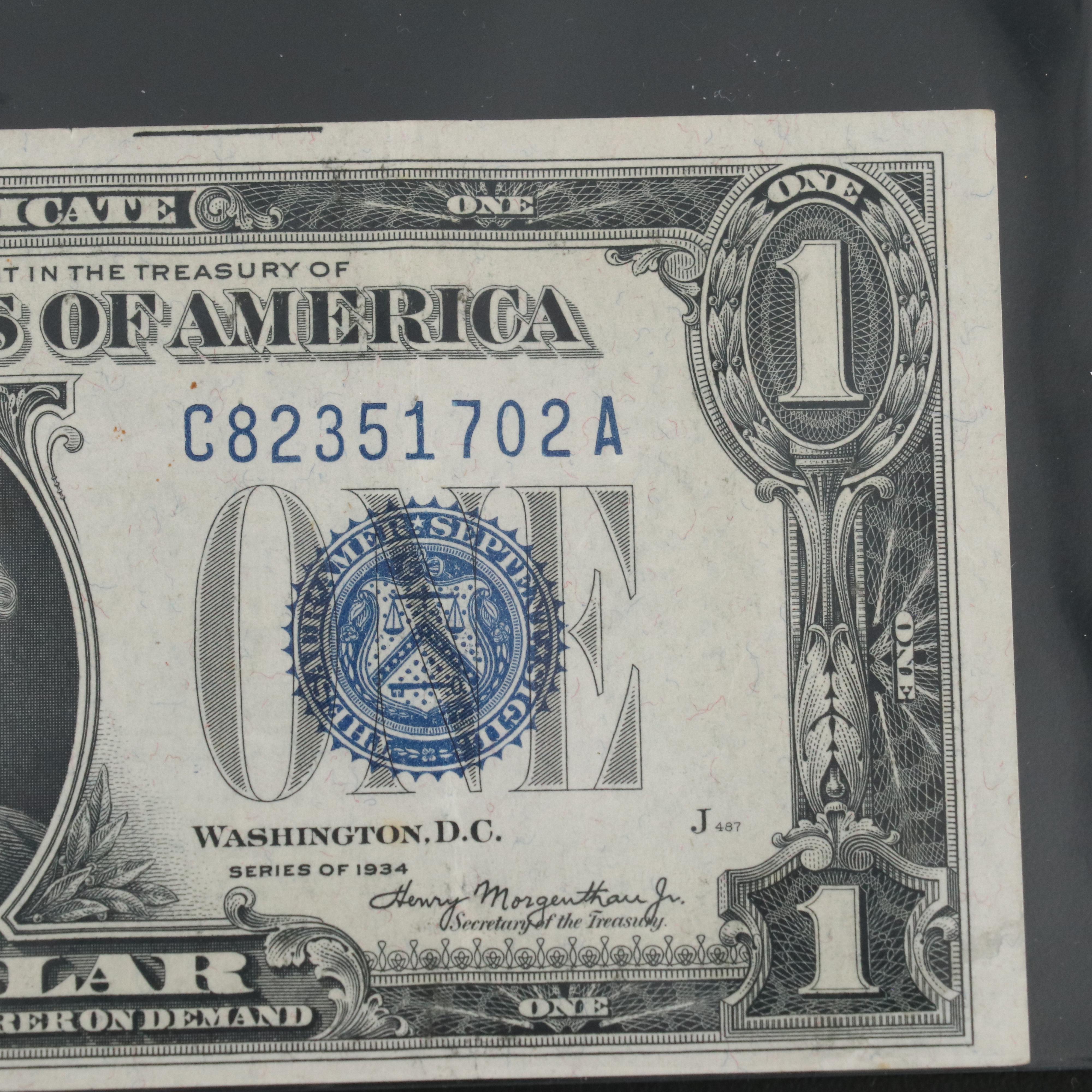 1934 $500 Dollar Federal Reserve Note with Other Currency and an Indian Cent