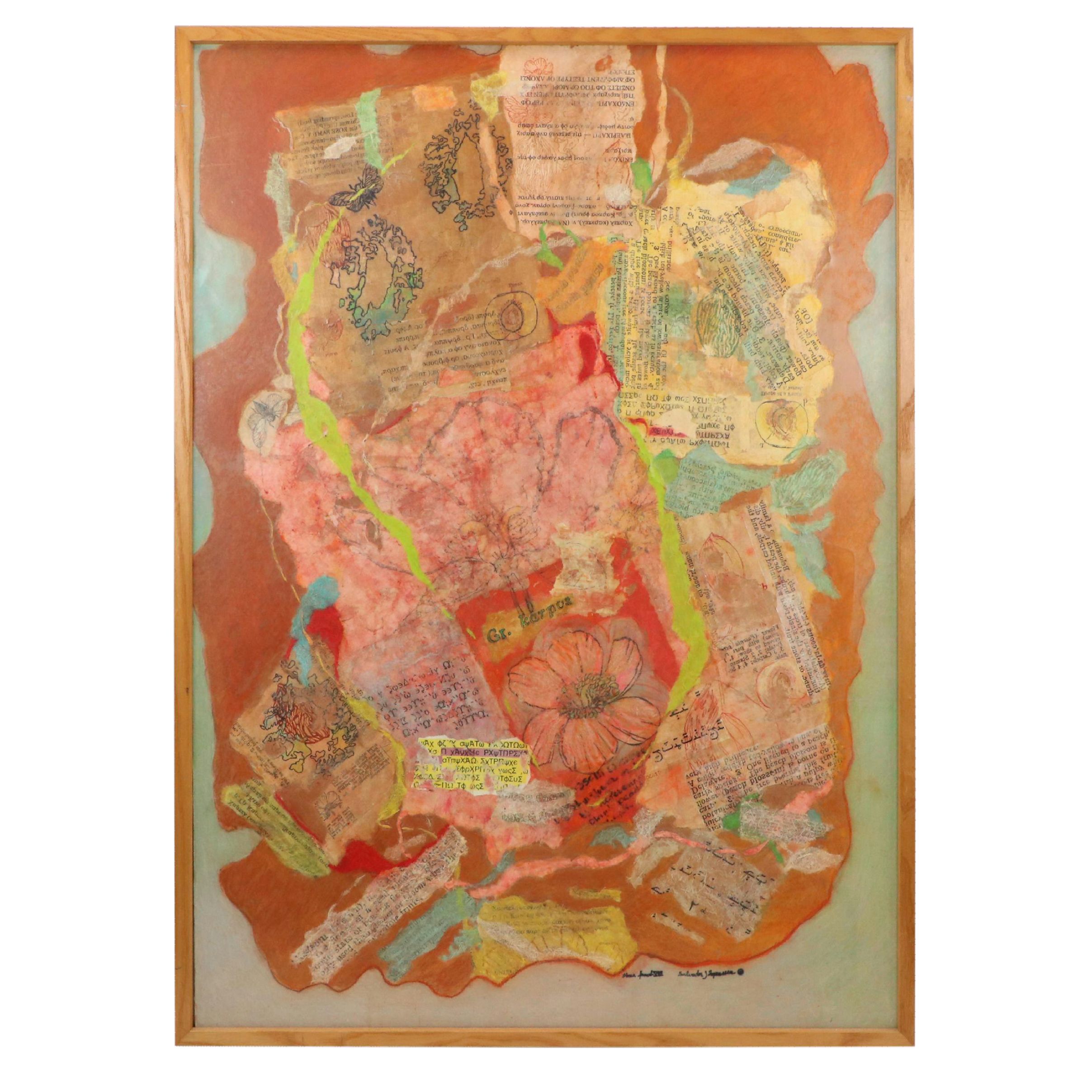 Salvator J. Ingrassia Mixed Media Drawing "Stone Fruit VIII (The Flower)"