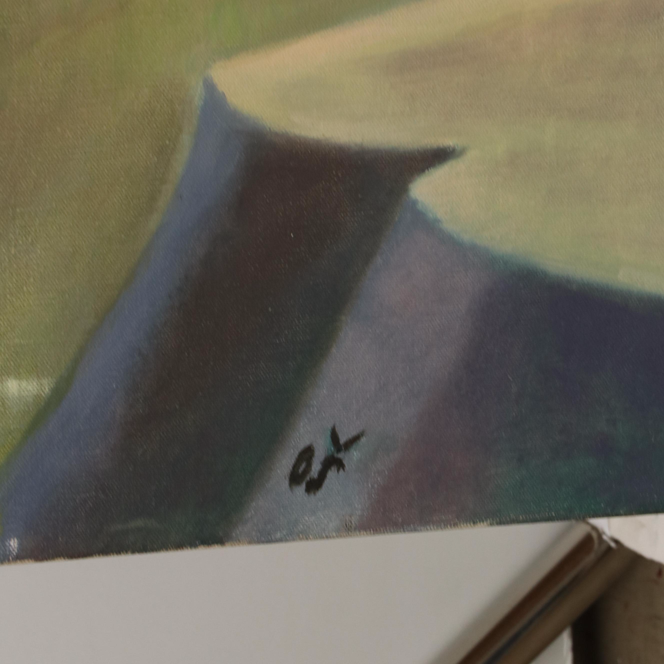 Olivera Sajkovic Surreal Oil Painting of Train in Landscape