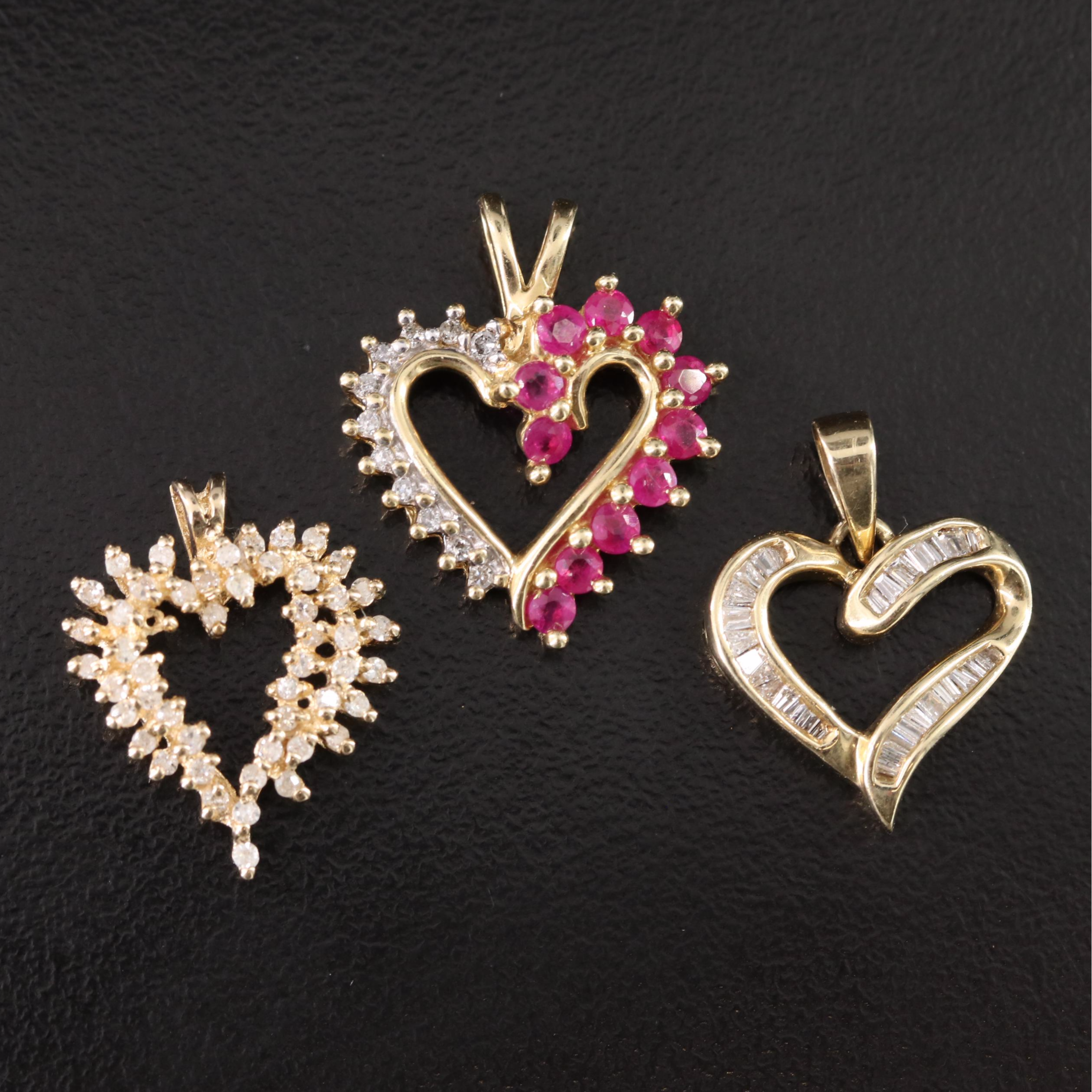 14K Diamond and Ruby Heart Pendant Collection