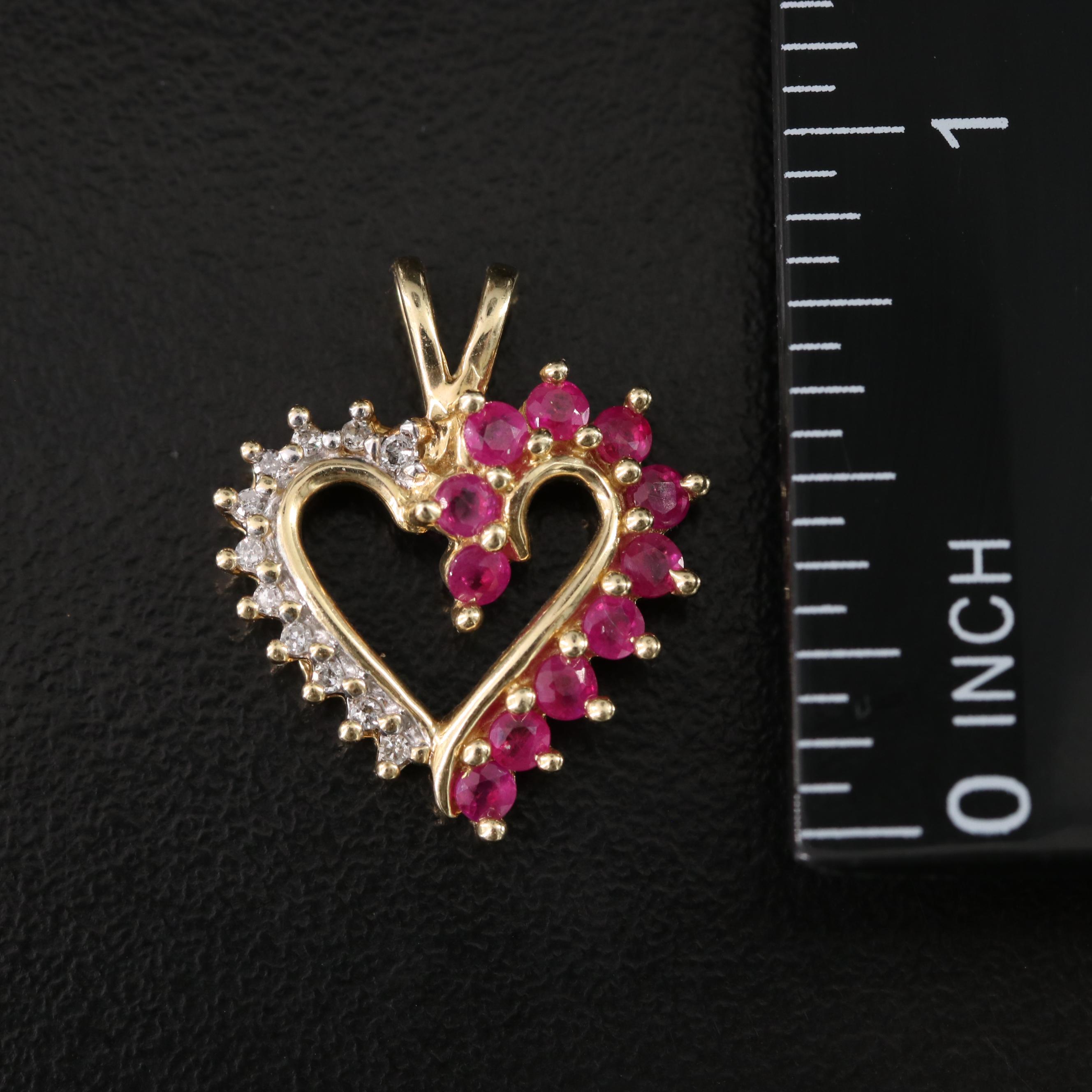14K Diamond and Ruby Heart Pendant Collection