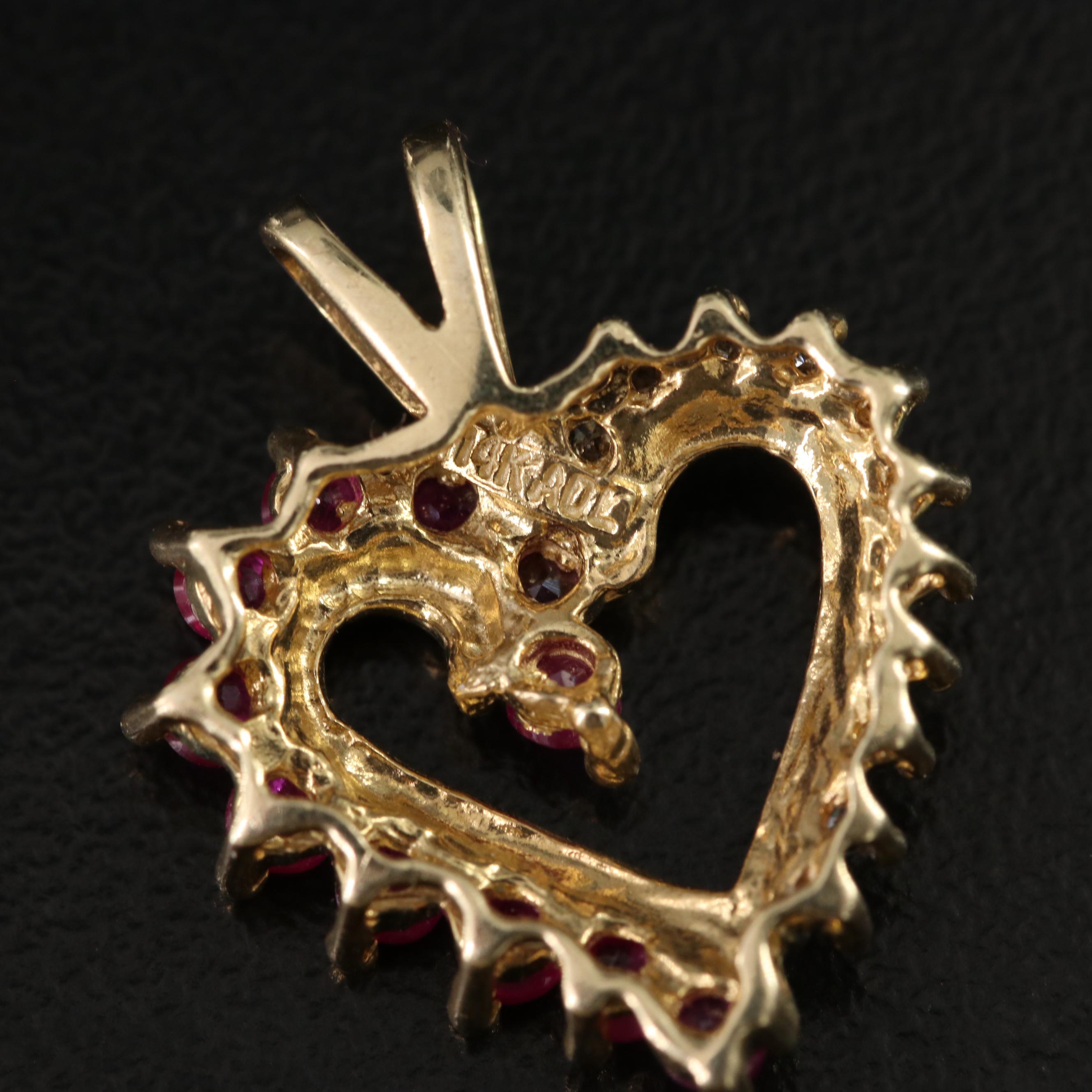 14K Diamond and Ruby Heart Pendant Collection