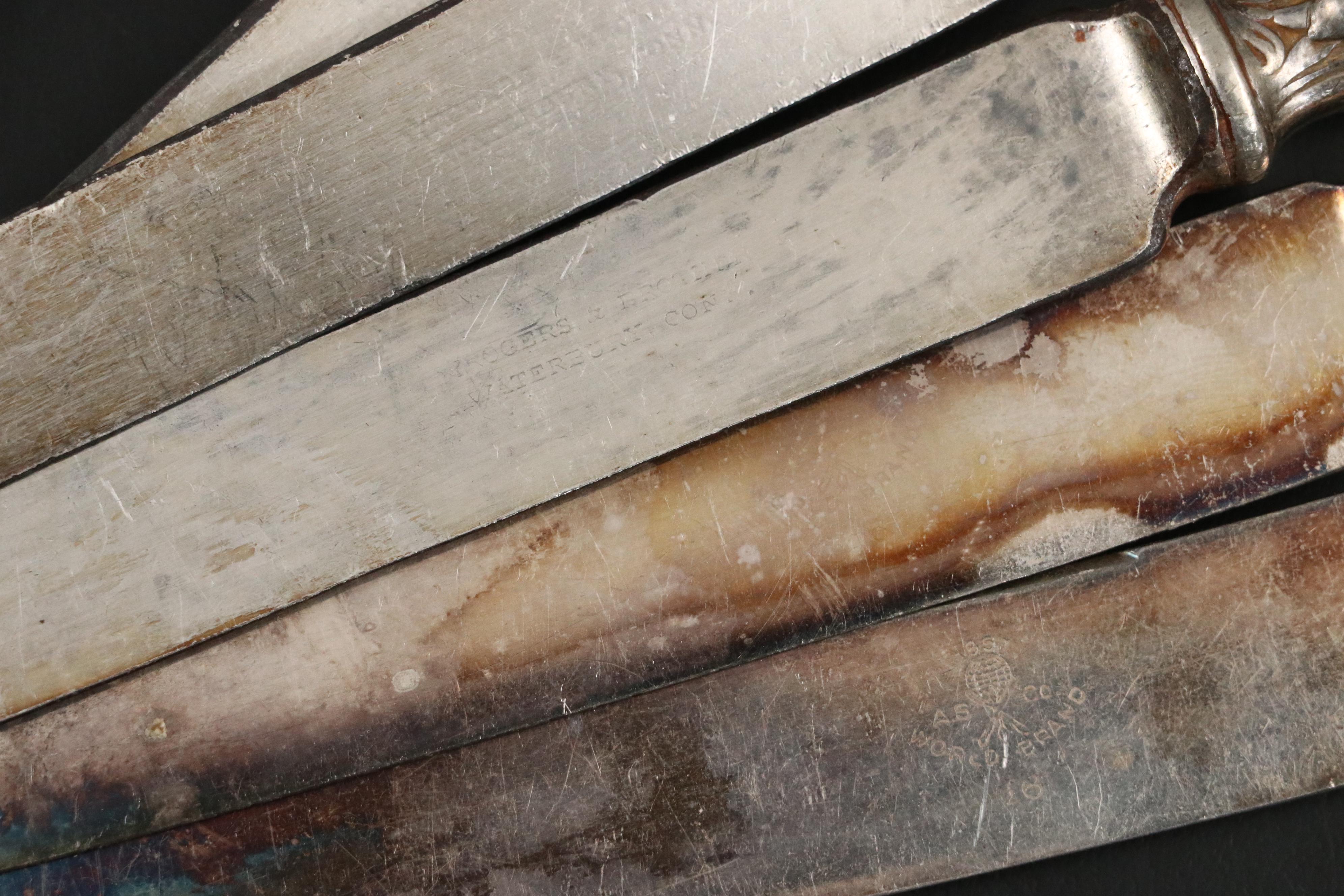 Art Nouveau Style Silver Plate and Sterling Silver Flatware