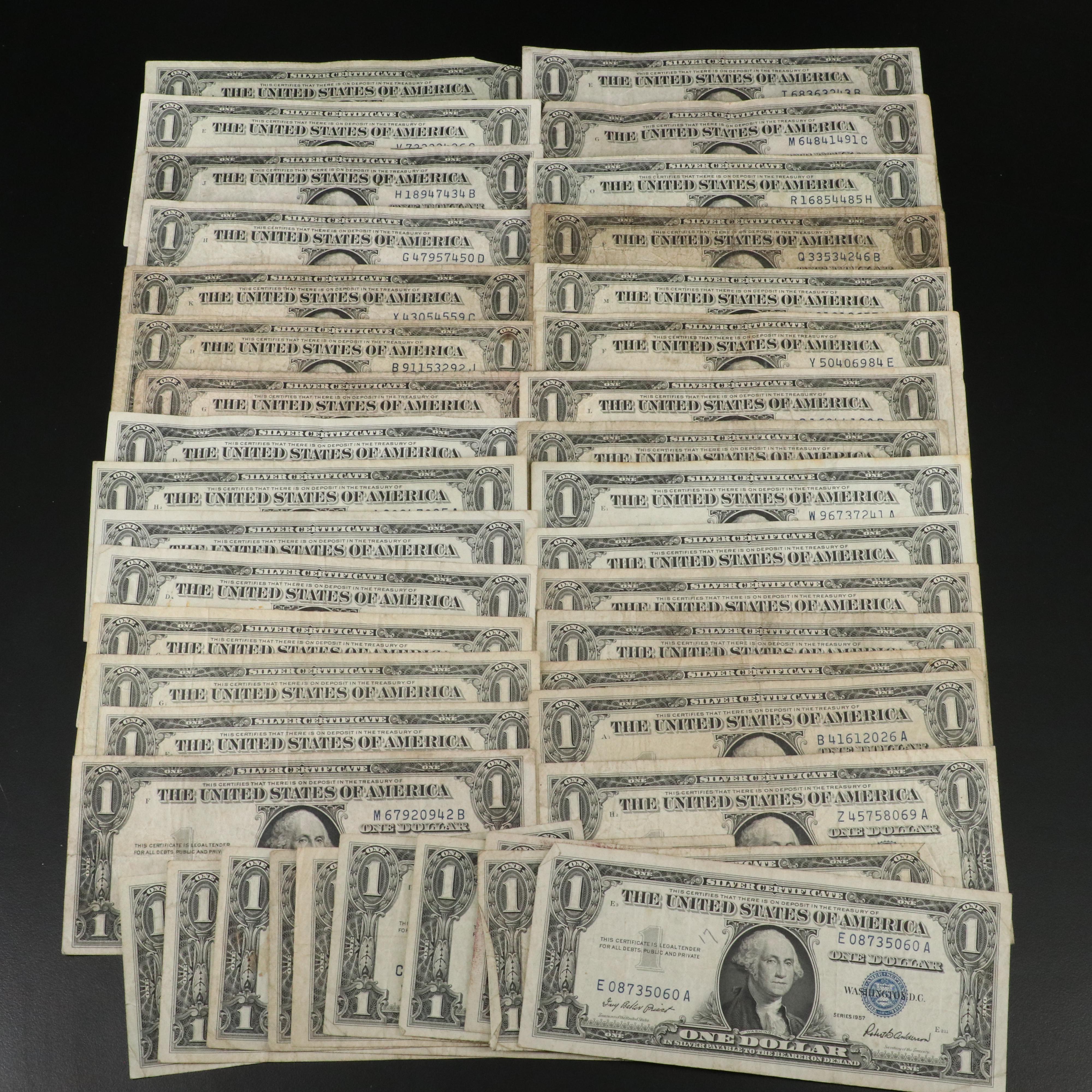 Collection of 41 One Dollar Silver Certificates