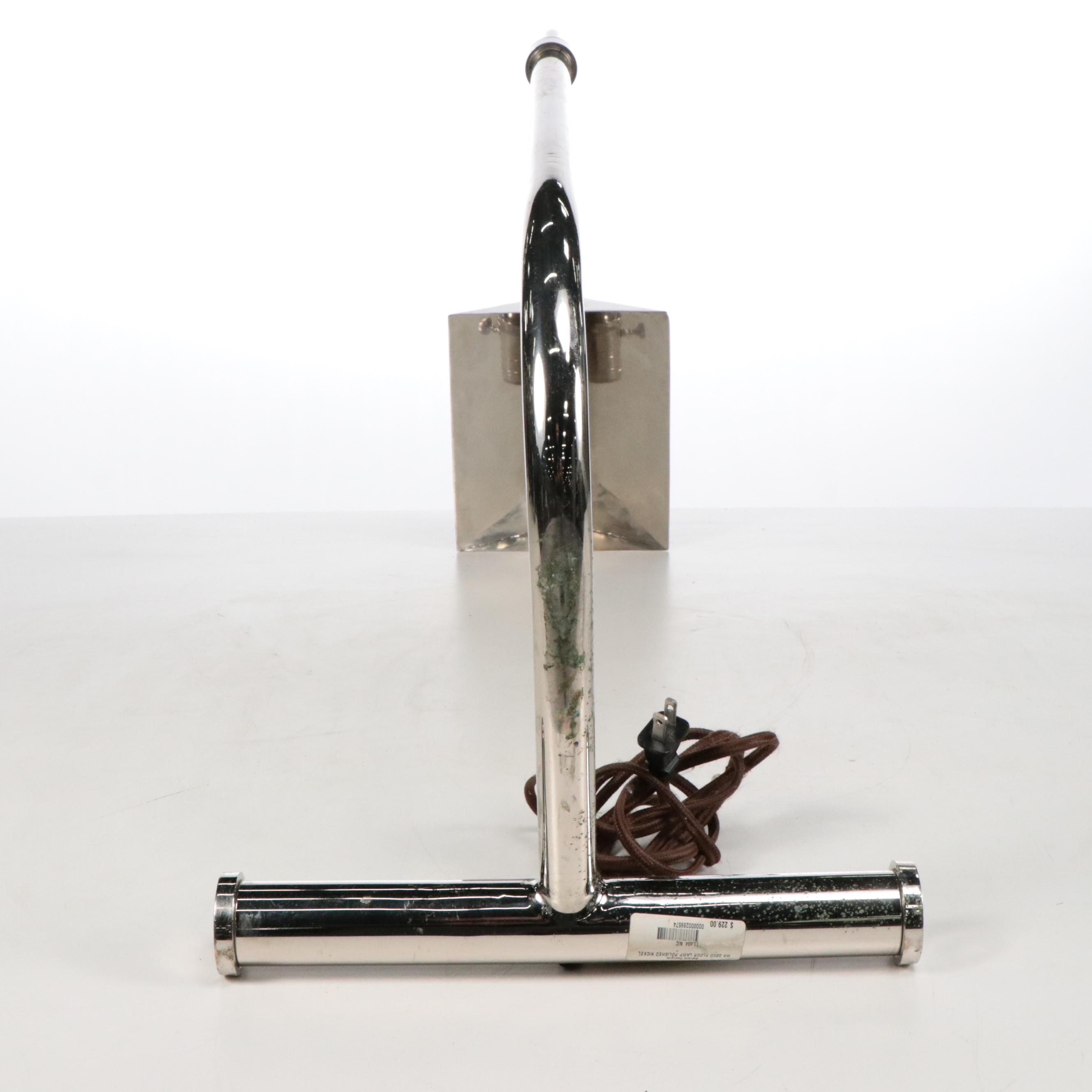 Ballard Designs Polished Nickel Deco Style Floor Lamp, Late 20th C