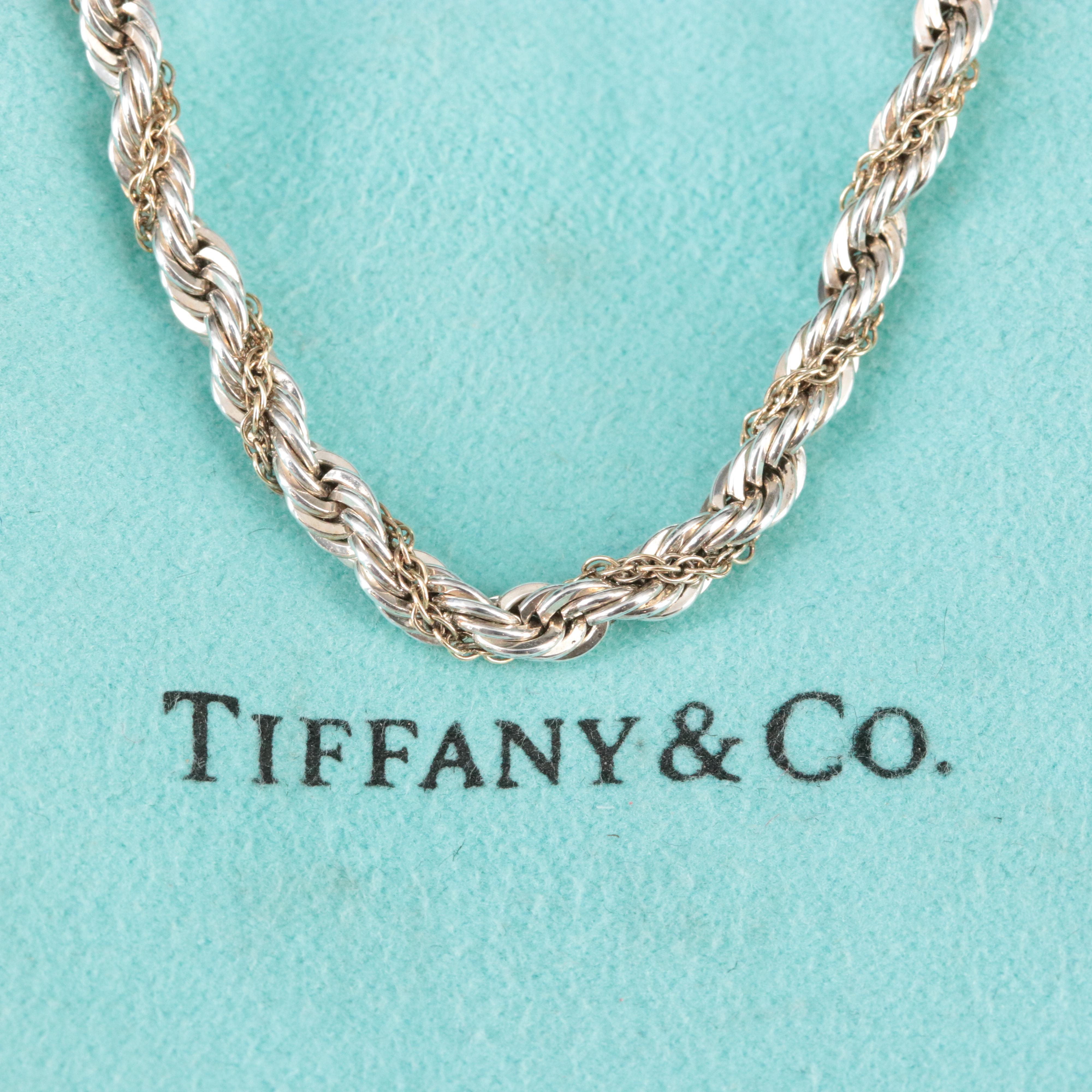 Tiffany & Co. Sterling Rope Chain Necklace with 18K Twist Accent