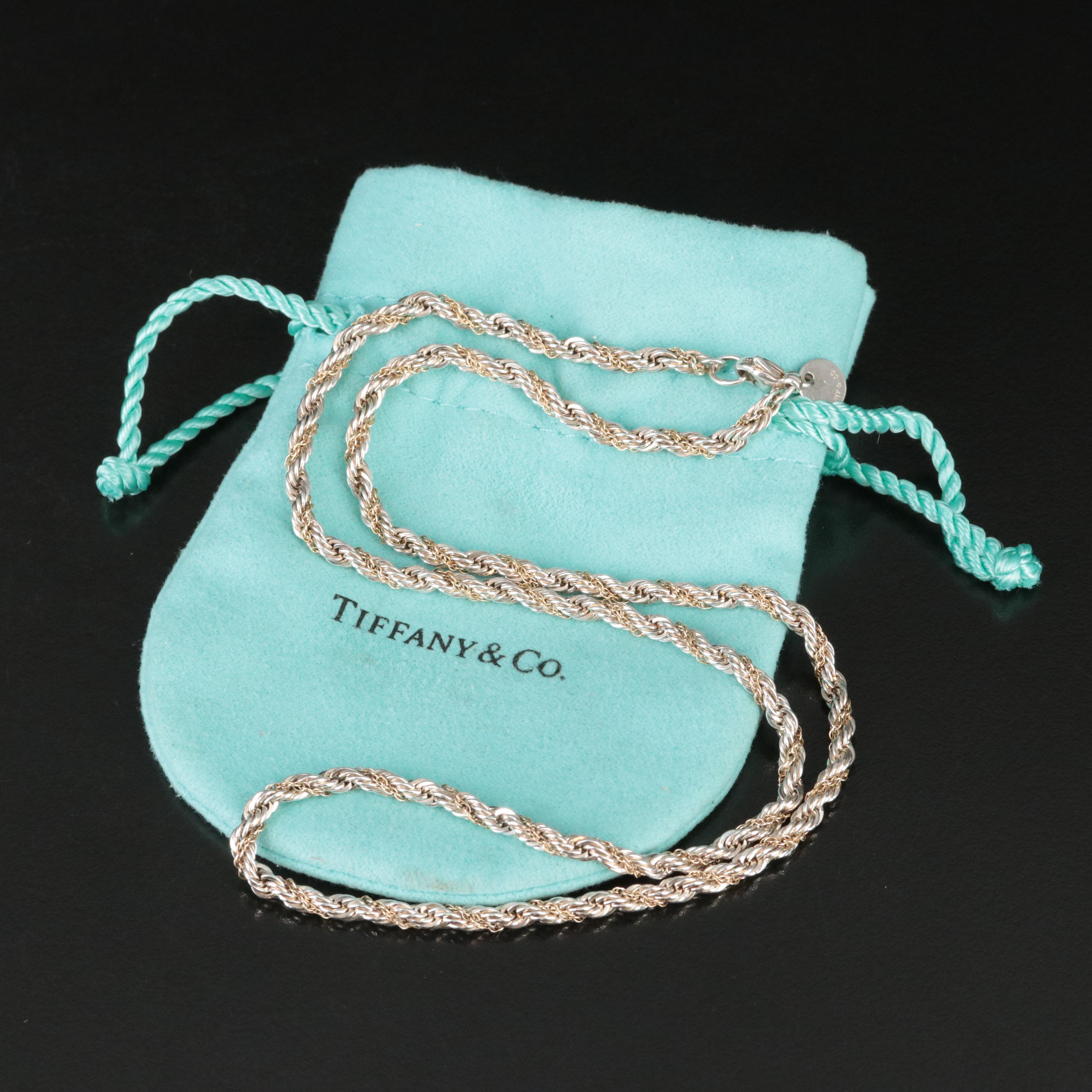 Tiffany & Co. Sterling Rope Chain Necklace with 18K Twist Accent