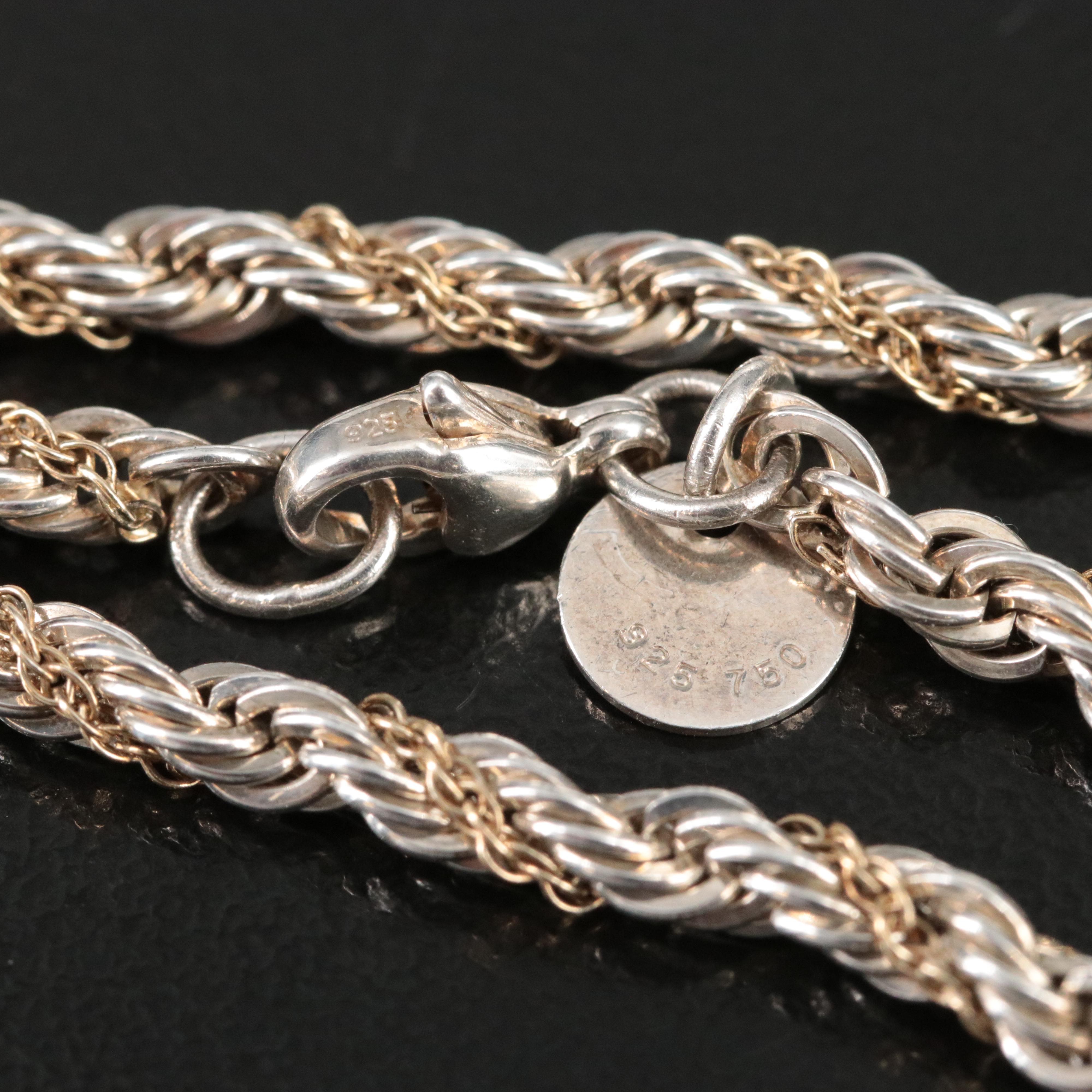 Tiffany & Co. Sterling Rope Chain Necklace with 18K Twist Accent