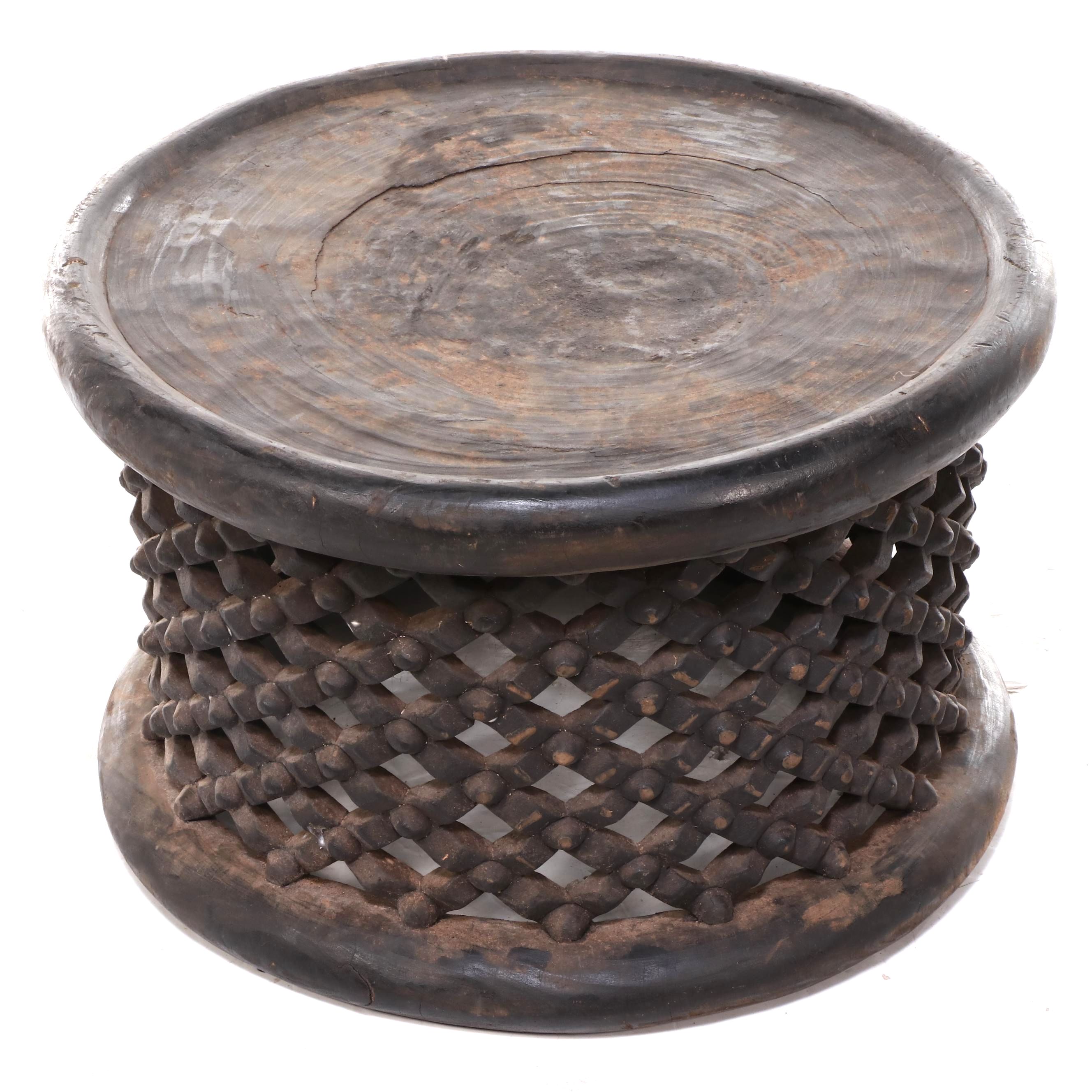 Bamiléké Carved Wood Spider Stool