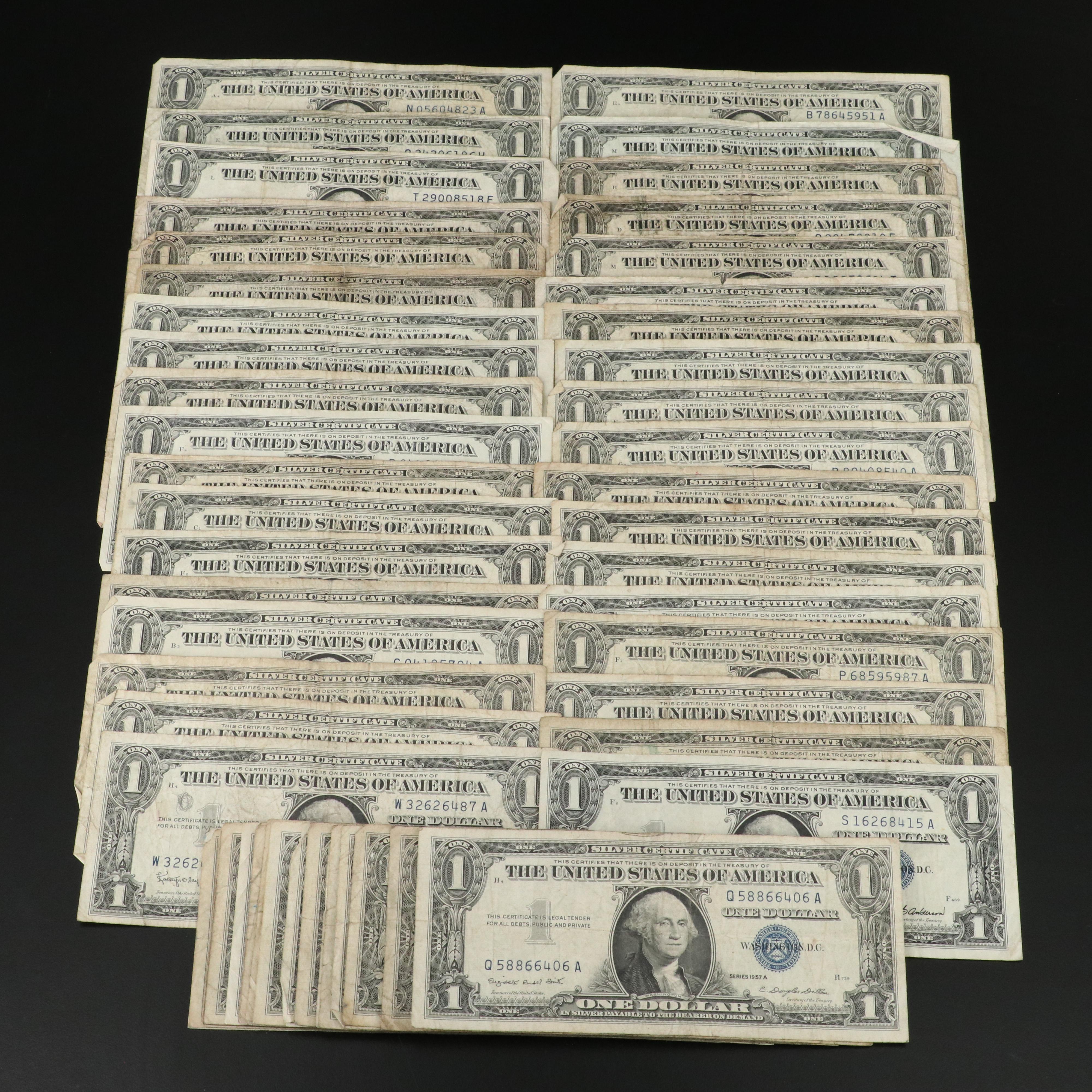 Collection of 63 One Dollar Silver Certificates