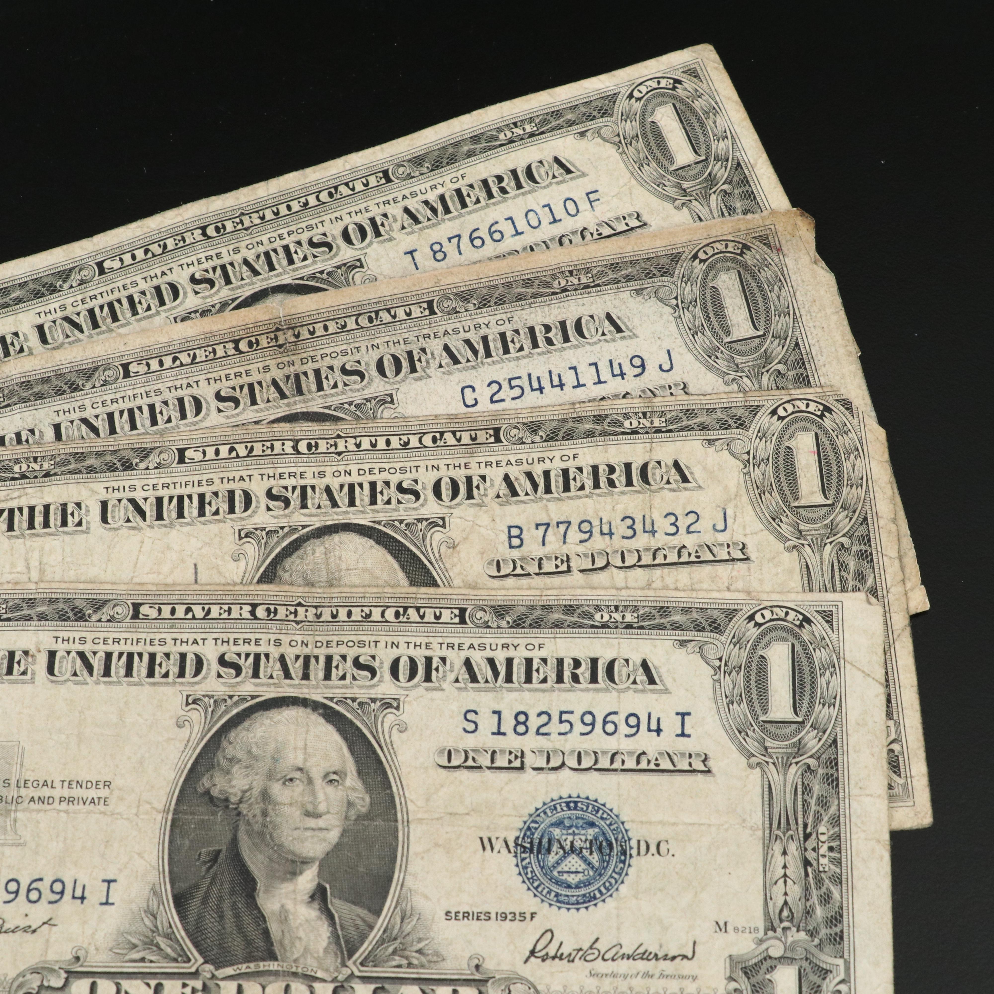 Collection of 63 One Dollar Silver Certificates