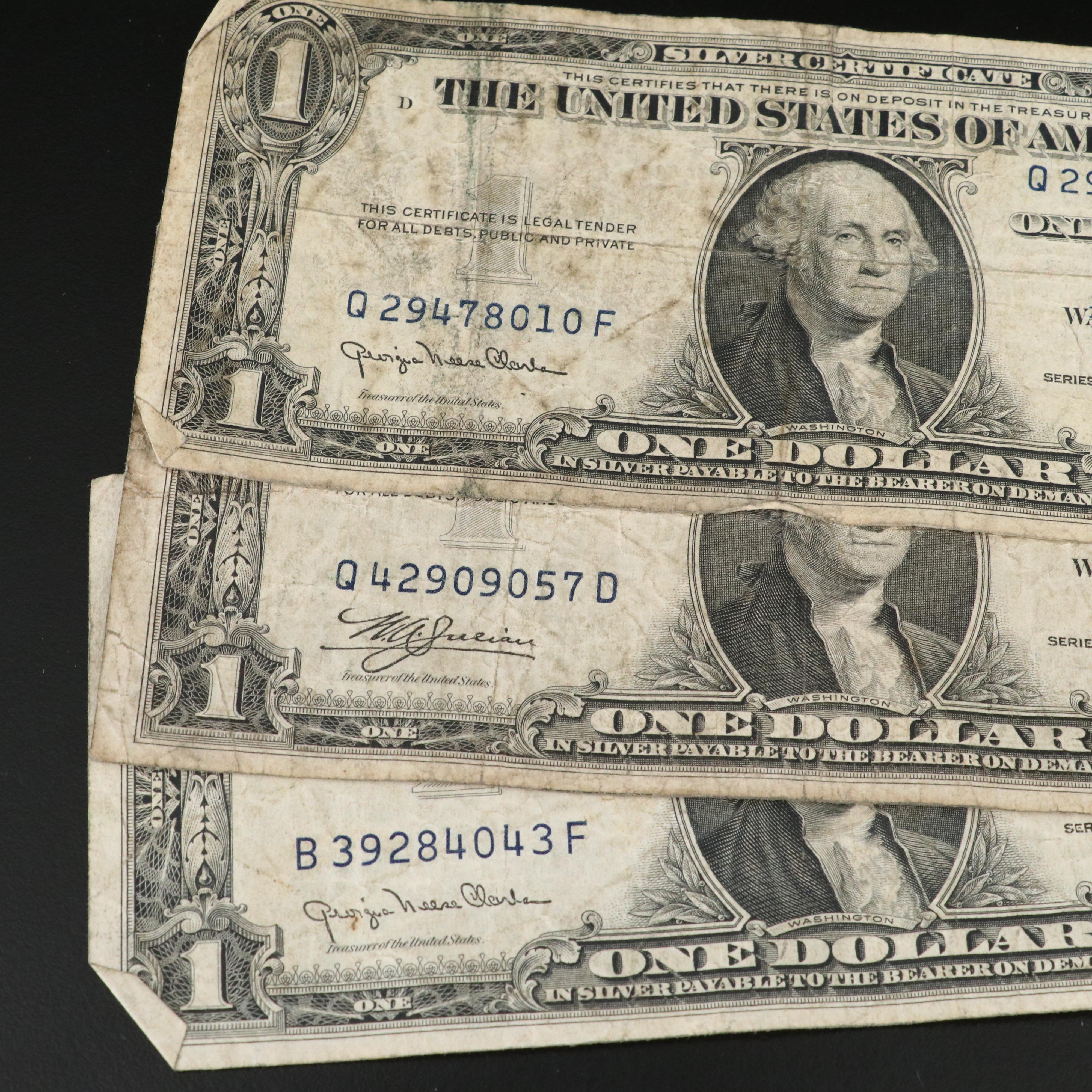 Collection of 63 One Dollar Silver Certificates