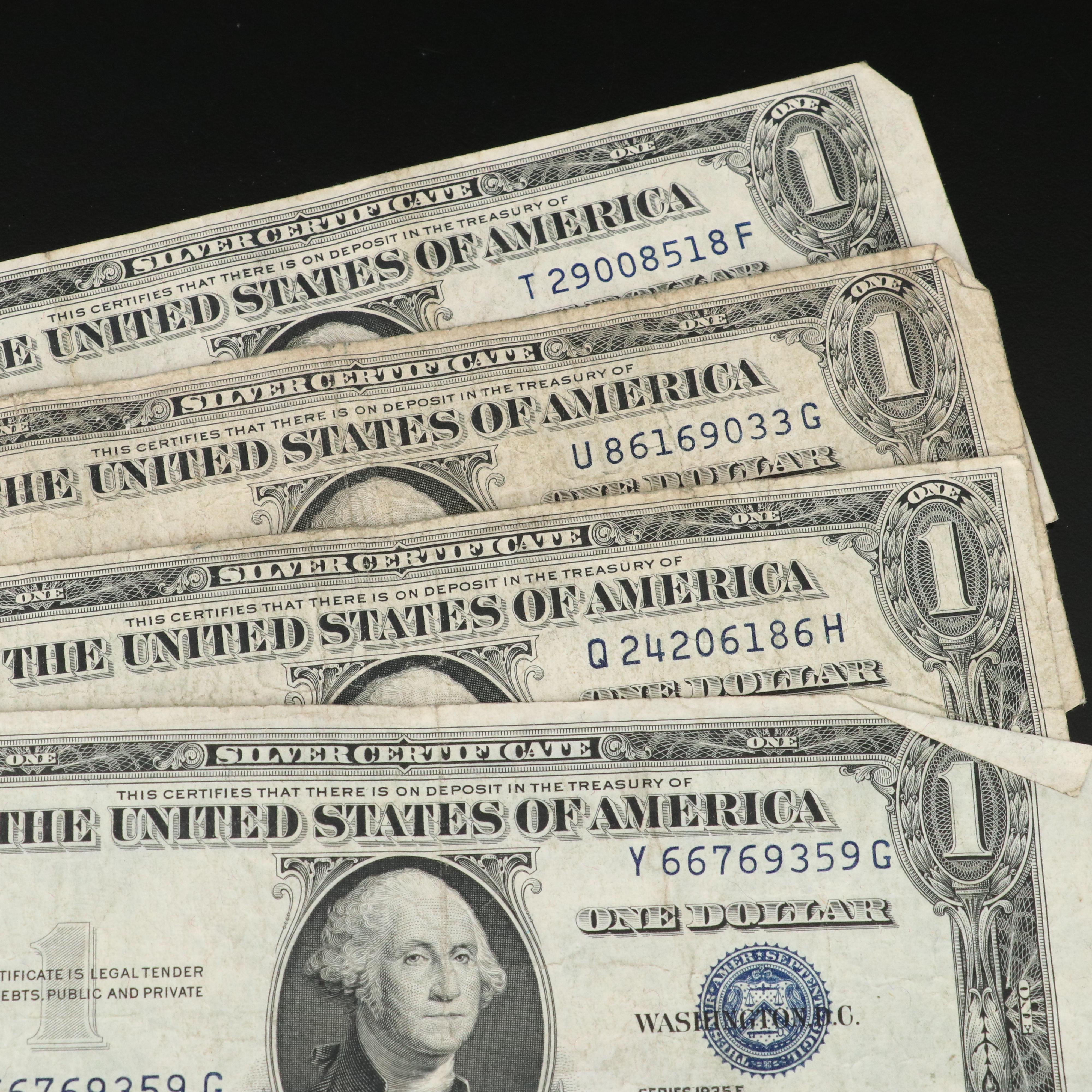 Collection of 63 One Dollar Silver Certificates