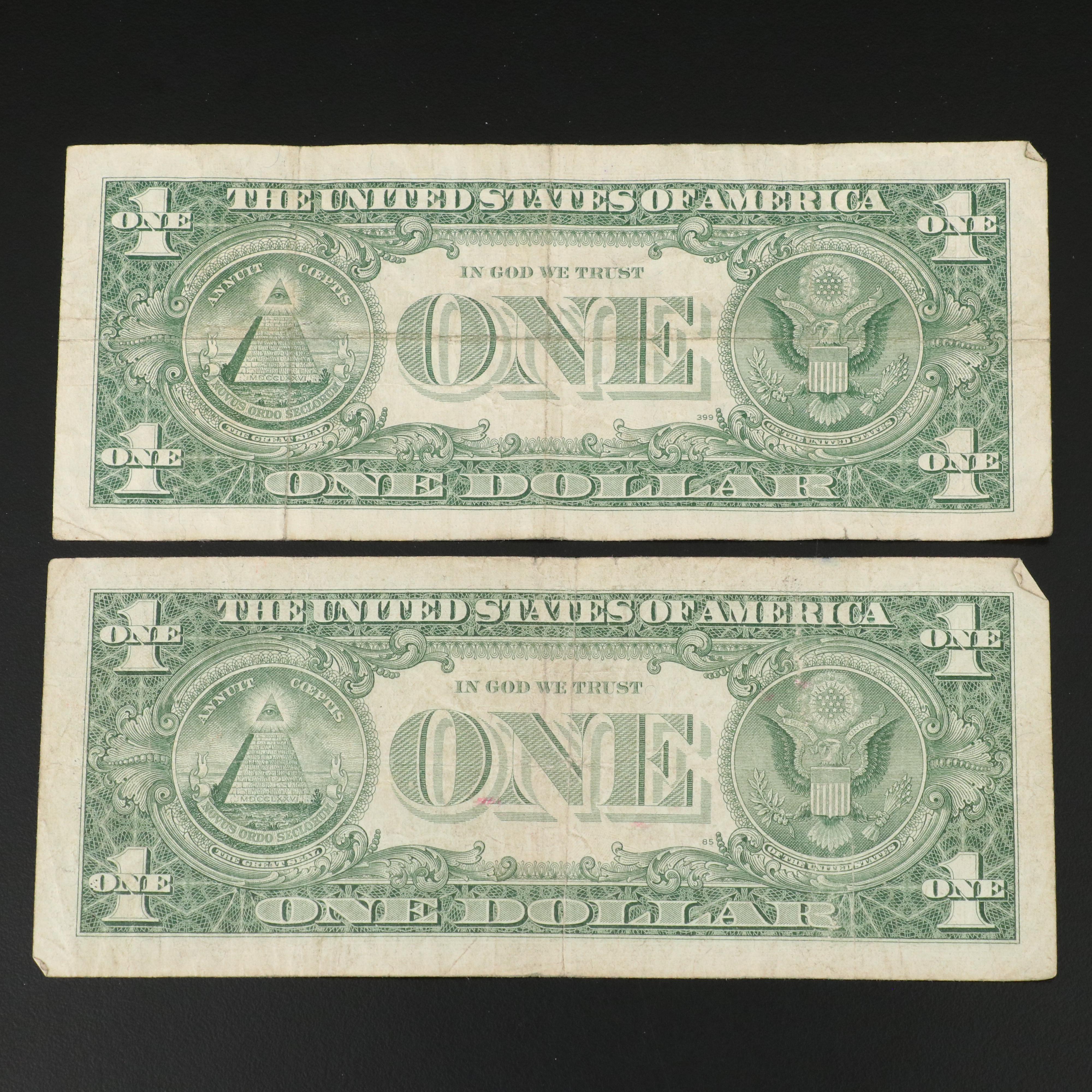 Collection of 63 One Dollar Silver Certificates