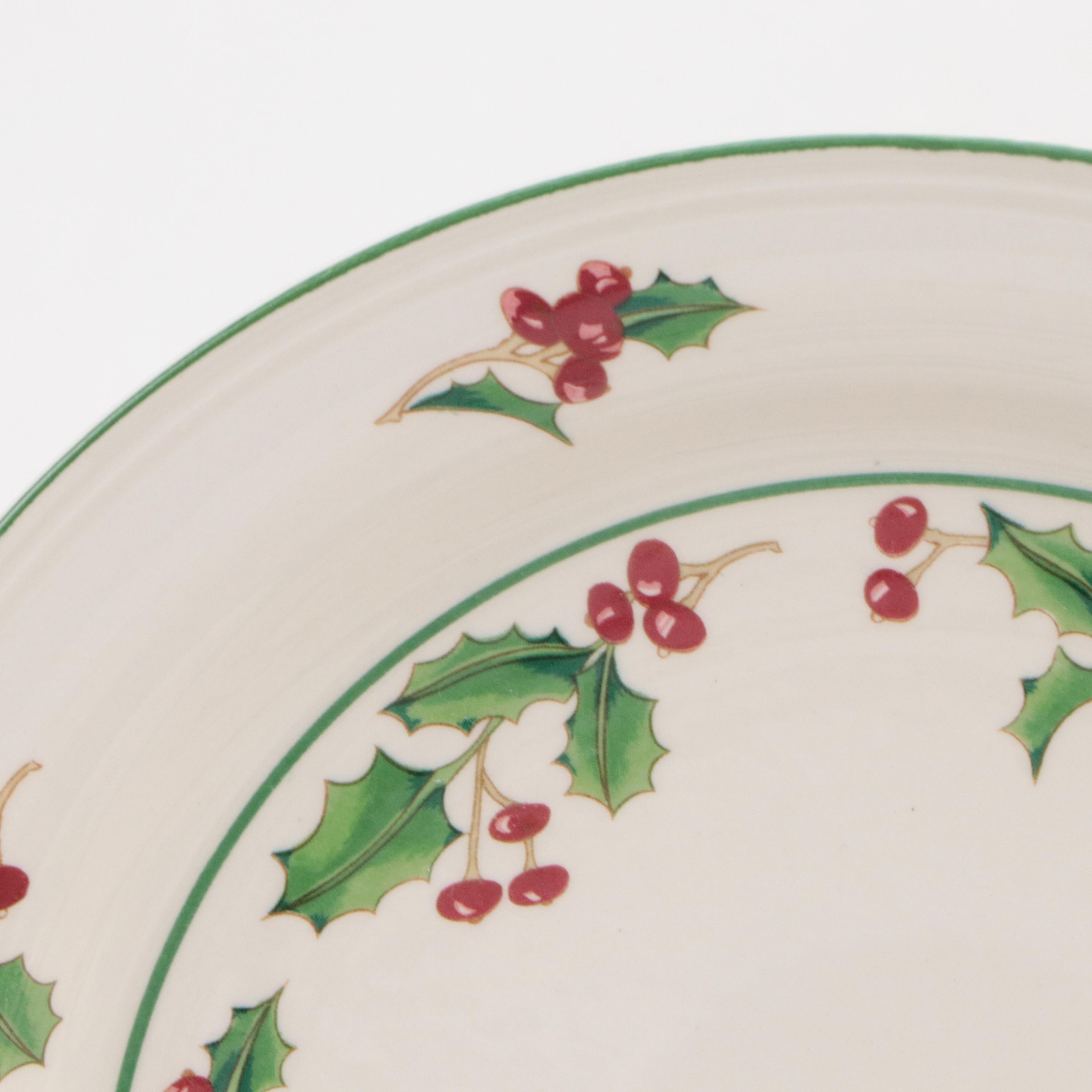 Spode "Christmas Tree" Ceramic Mugs and Salad Plates with More Table Accessories