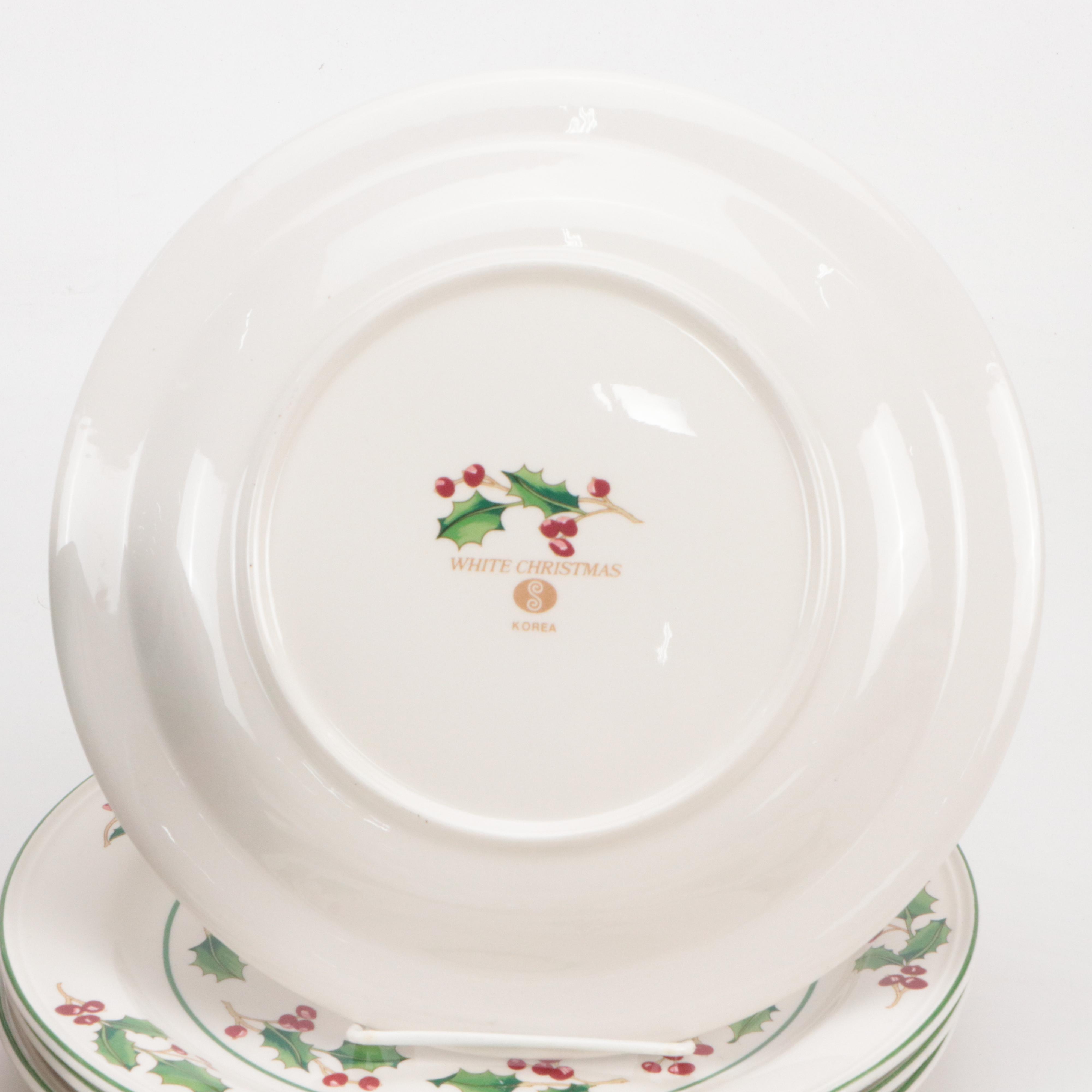 Spode "Christmas Tree" Ceramic Mugs and Salad Plates with More Table Accessories