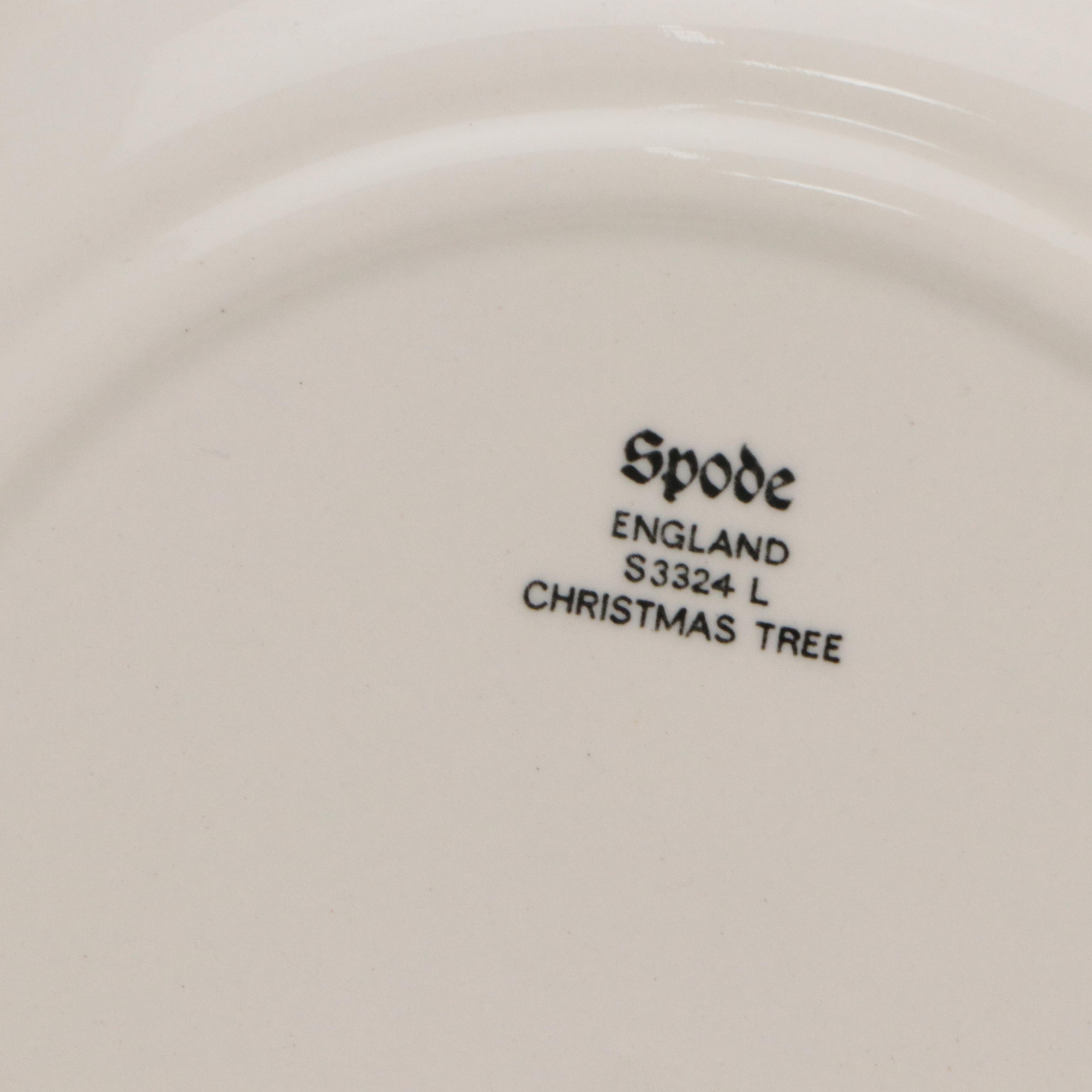 Spode "Christmas Tree" Ceramic Mugs and Salad Plates with More Table Accessories