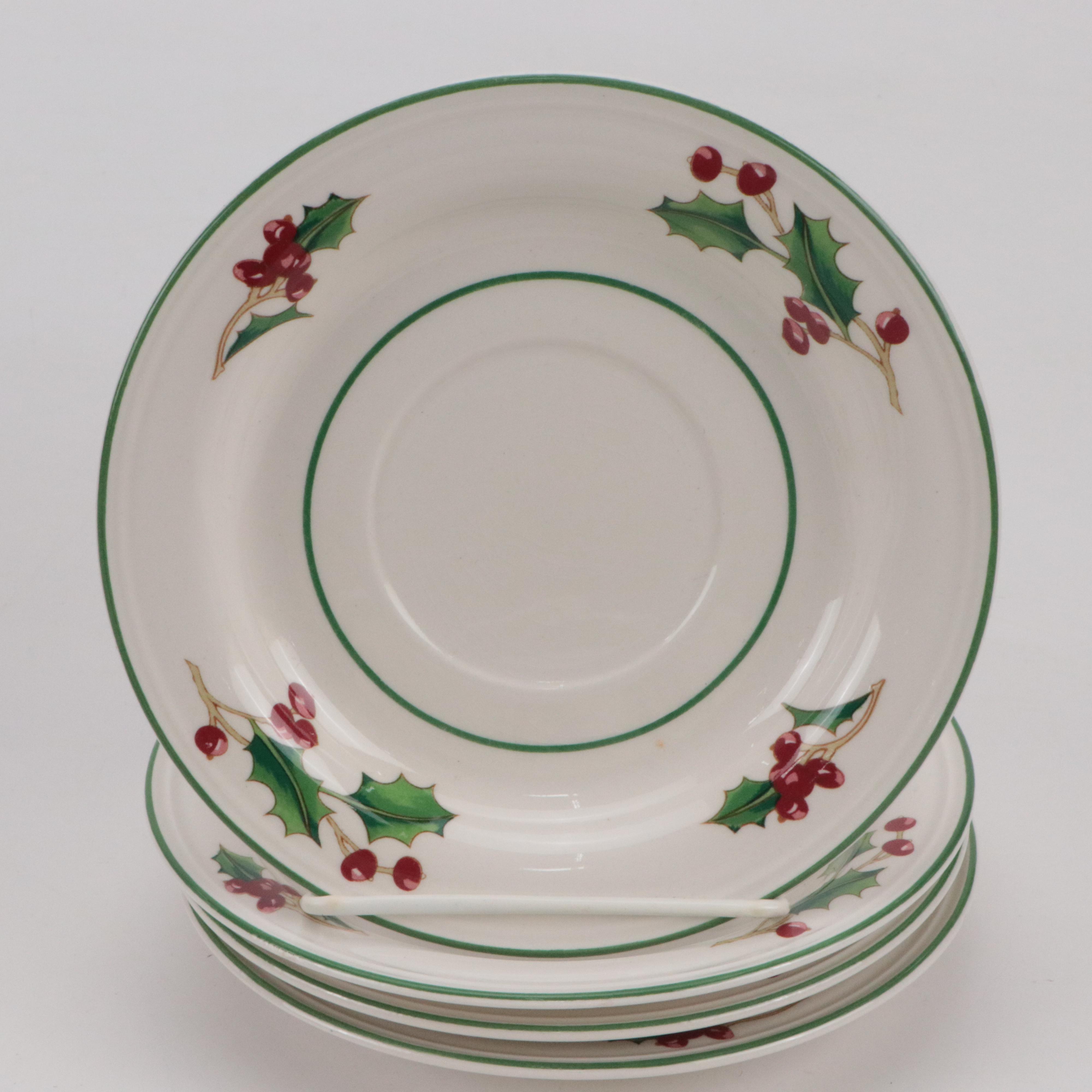 Spode "Christmas Tree" Ceramic Mugs and Salad Plates with More Table Accessories