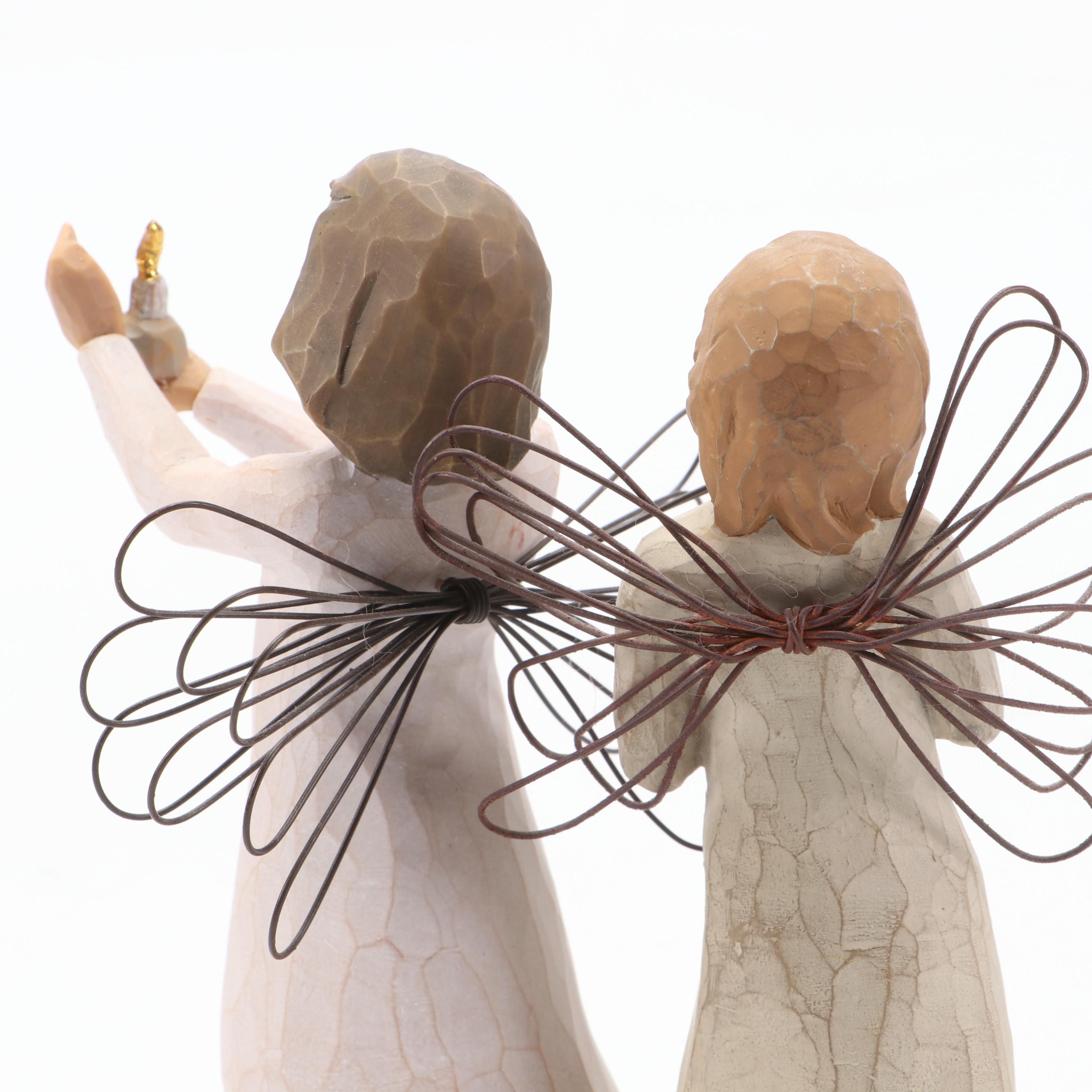 Japanese Wood Kokeshi Doll with Resin and Carved Wood Figurines