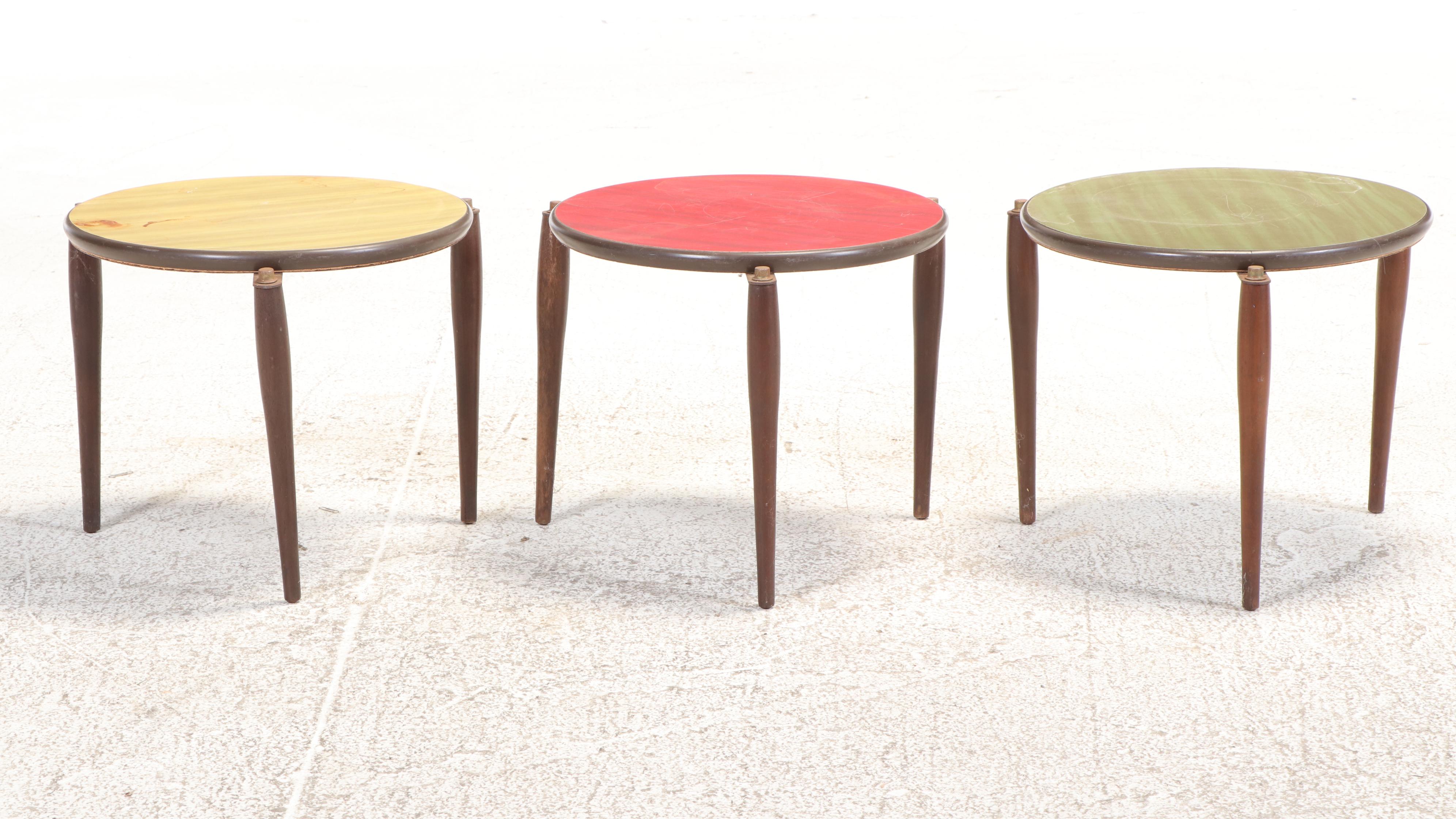 Set of Three Mid Century Modern Style Round Stacking Side Tables