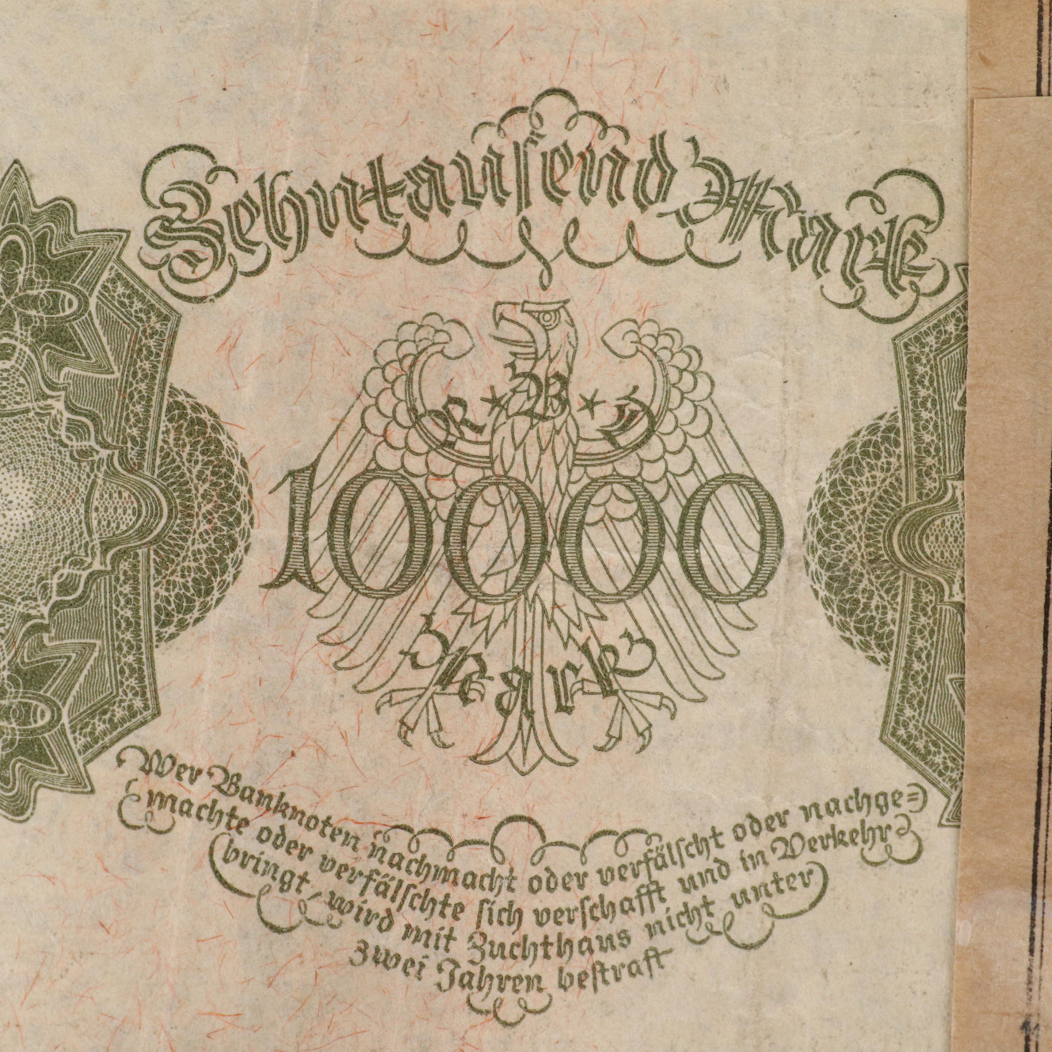 Group of Twenty 1922 German 10,000 Mark Currency Notes
