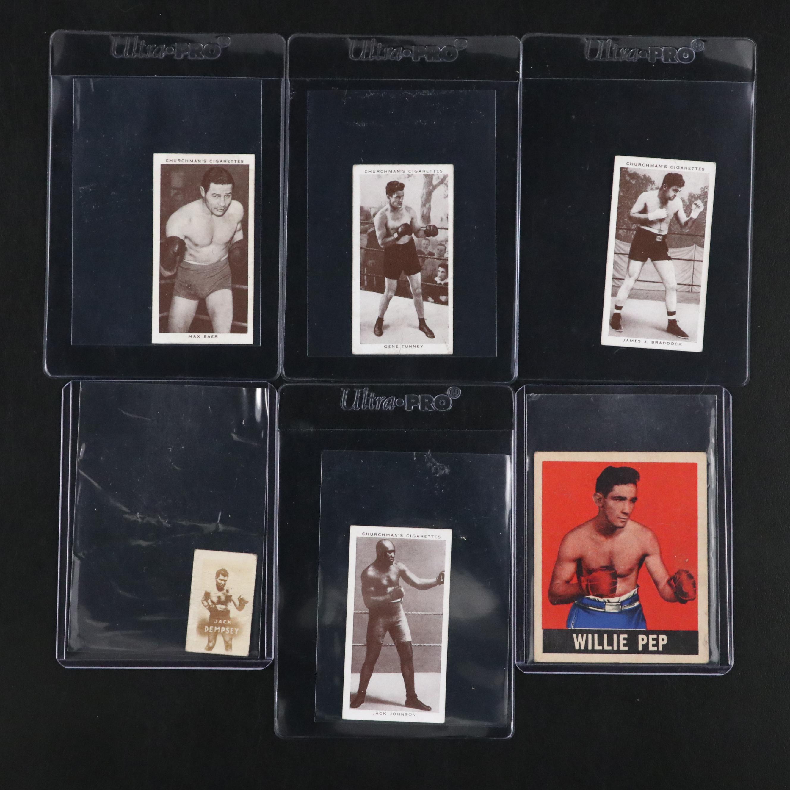 Churchman's Cigarettes with Other Boxing Cards Featuring Jack Dempsey and More