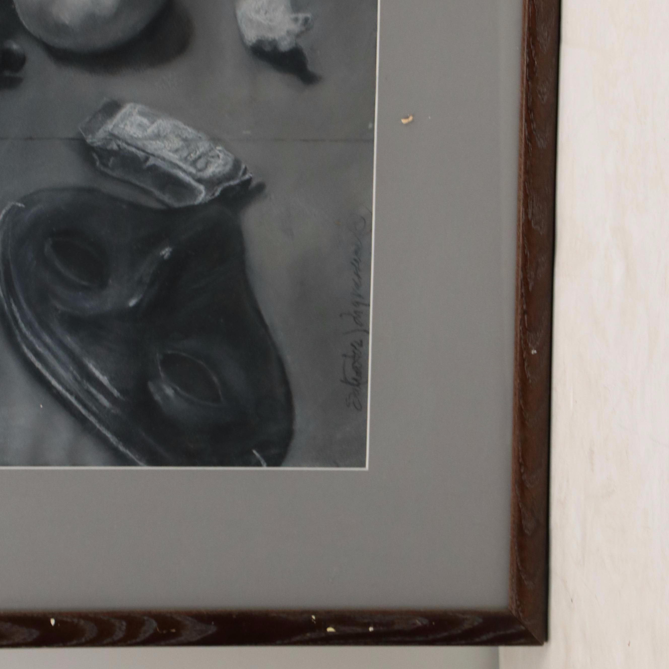 Salvator J. Ingrassia Still Life Charcoal Drawing "Halloween Readiness"