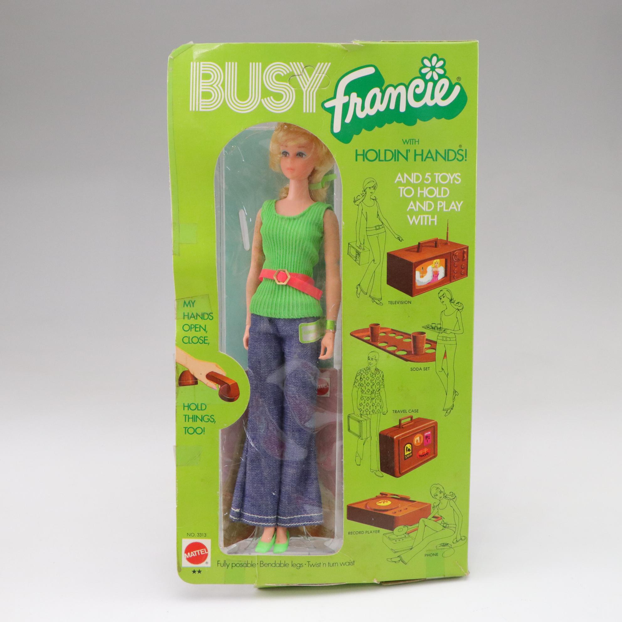 Mattel "Busy Francie" and "Malibu Barbie" Featured in Set of 70s Barbie Dolls