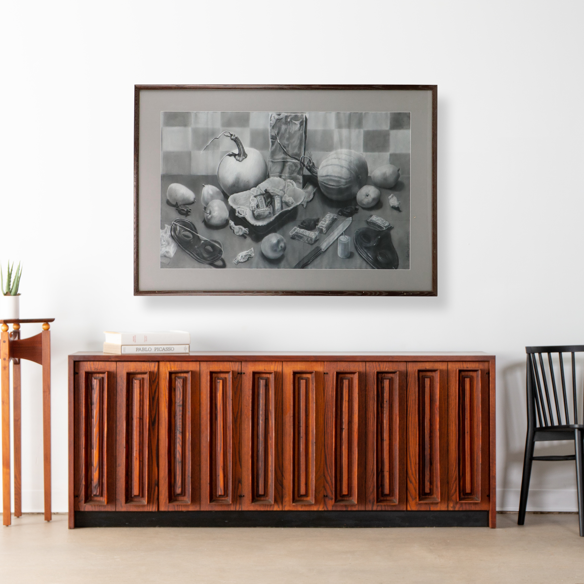 Salvator J. Ingrassia Still Life Charcoal Drawing "Halloween Readiness"