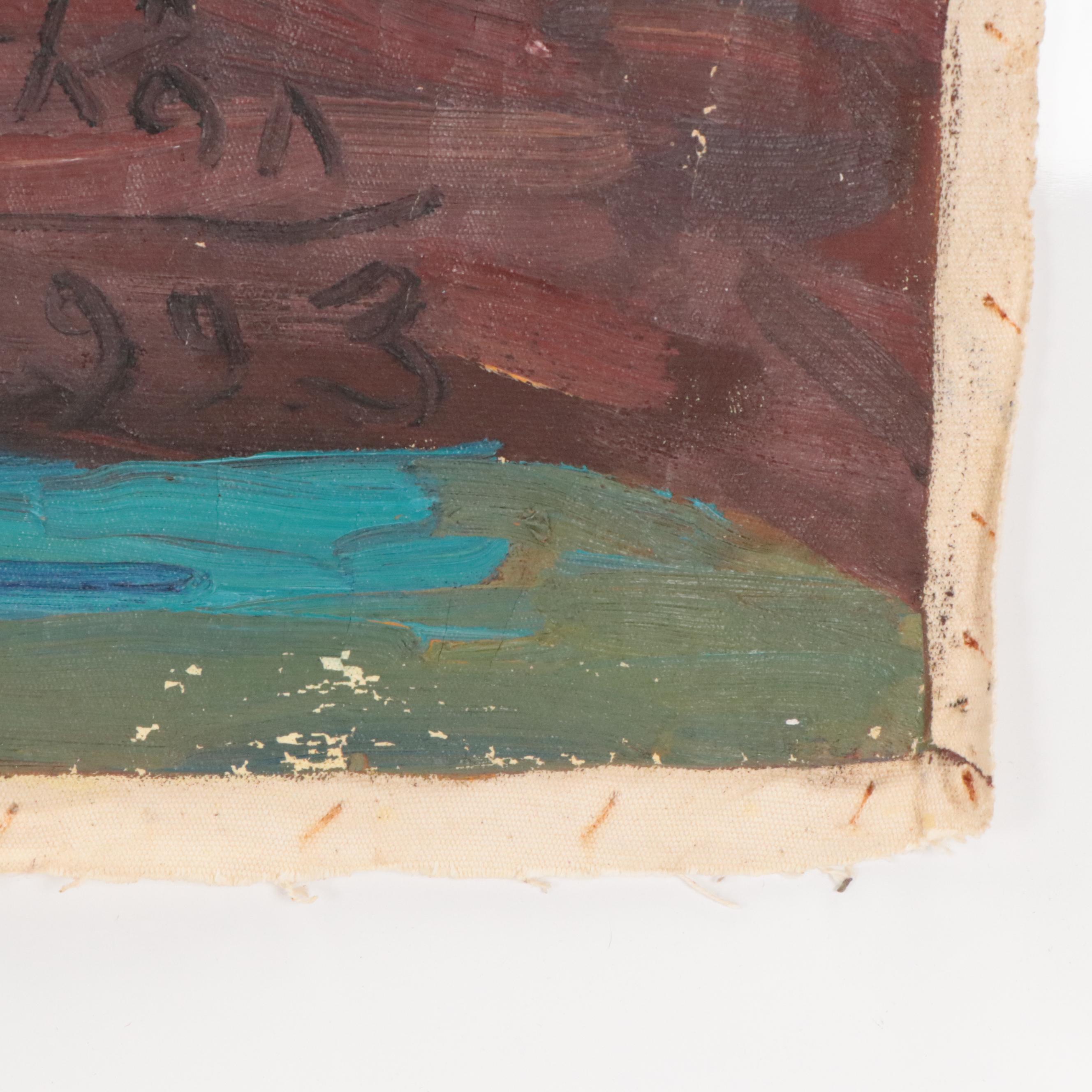 Nguyen Than Modernist Figural Oil Painting, 1993