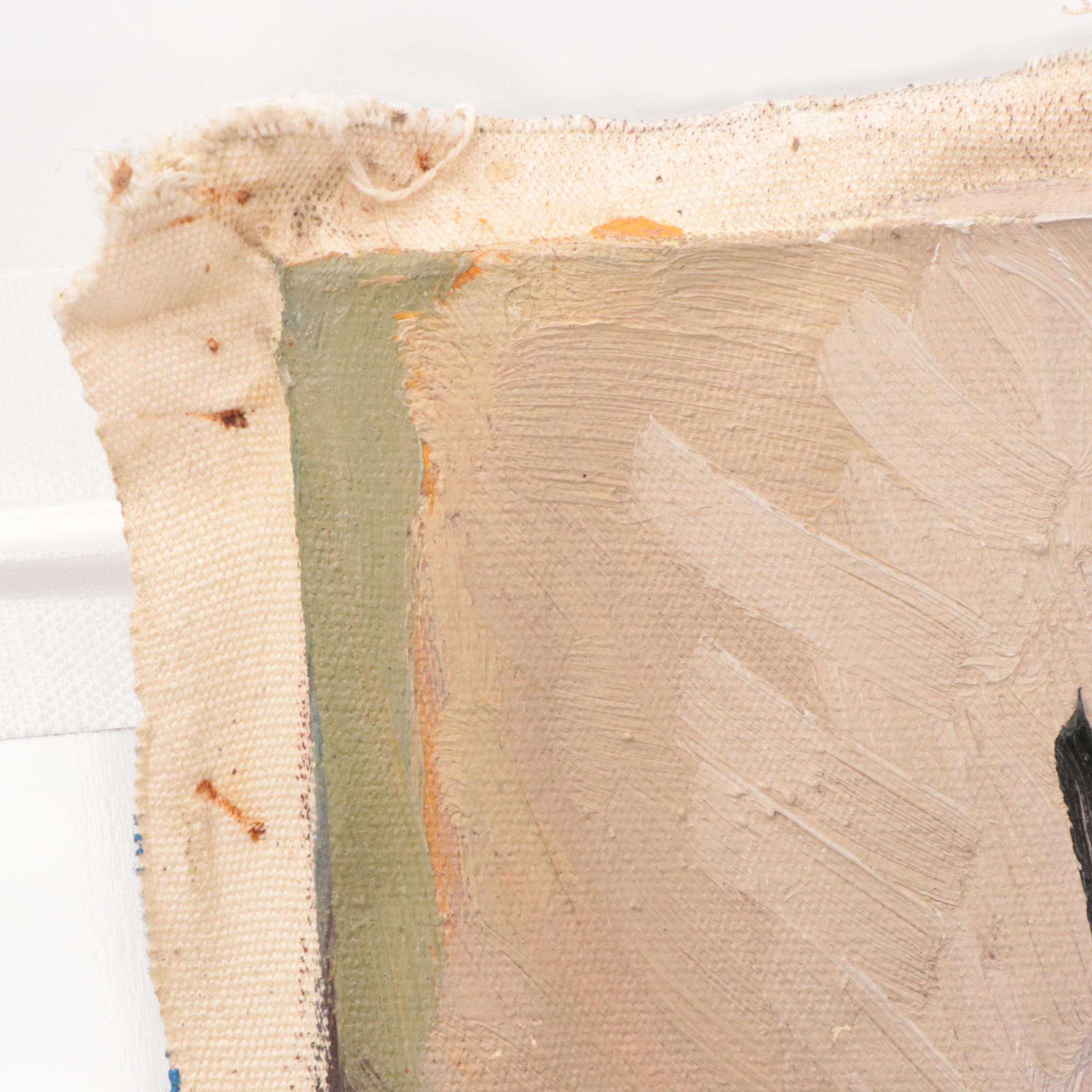 Nguyen Than Modernist Figural Oil Painting, 1993