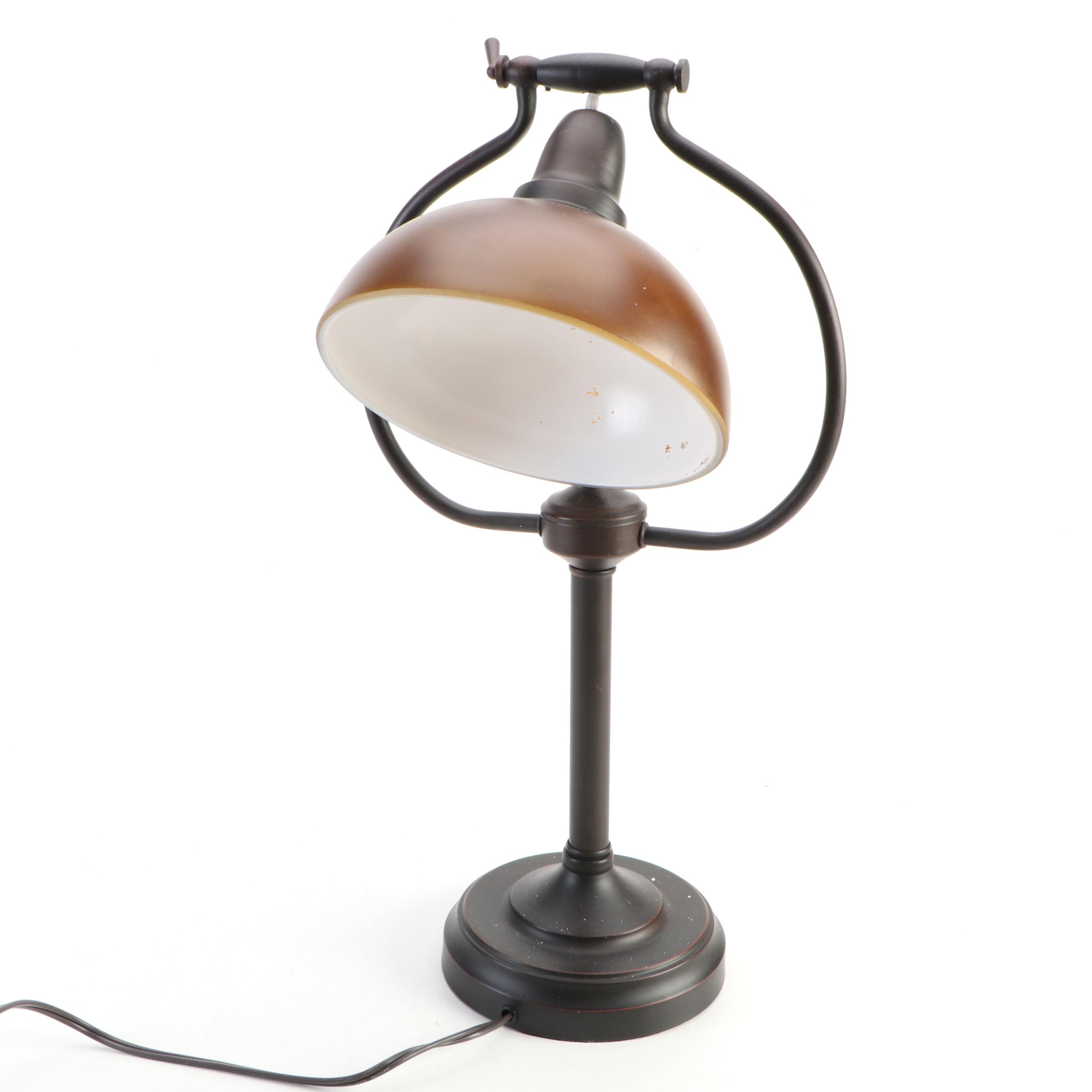 Hobby Lobby Bronzed Metal Bell Lamp with Glass Shade
