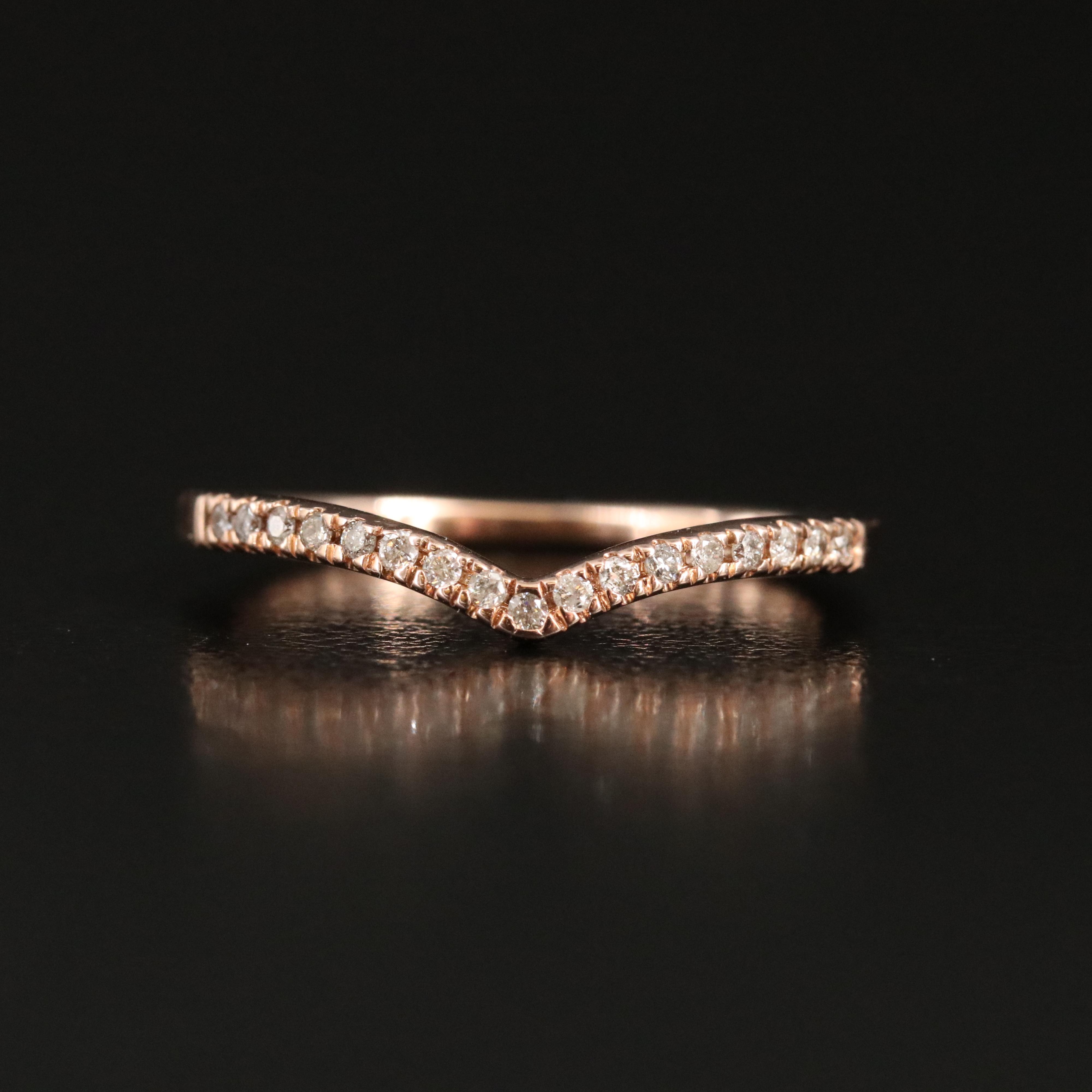 10K Rose Gold 0.10 CTW Diamond Chevron Ring