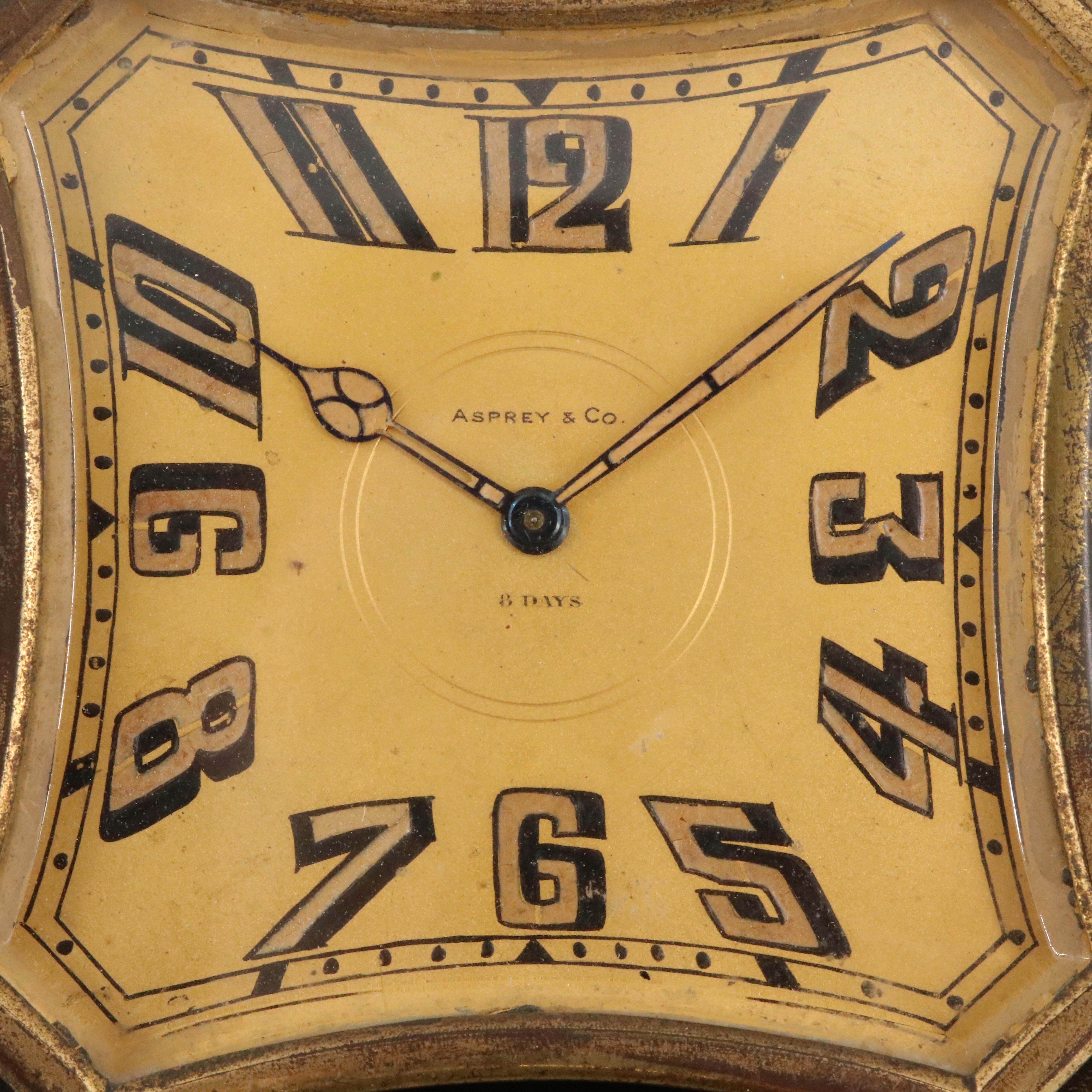 Antique Asprey & Co. 8 Day Desk Clock