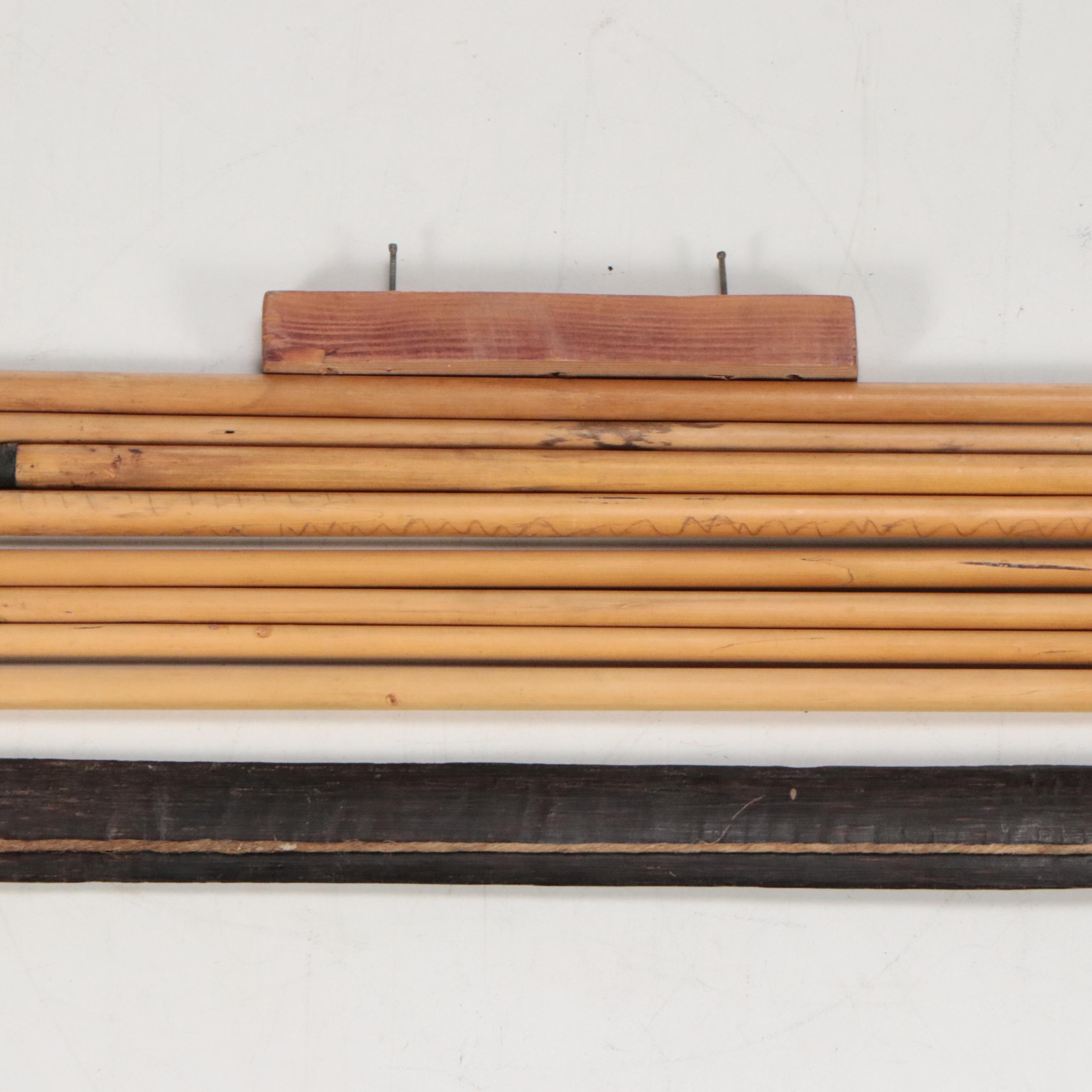 Iron and Wood Fishing Spears with Display Base and Primitive Style Bow