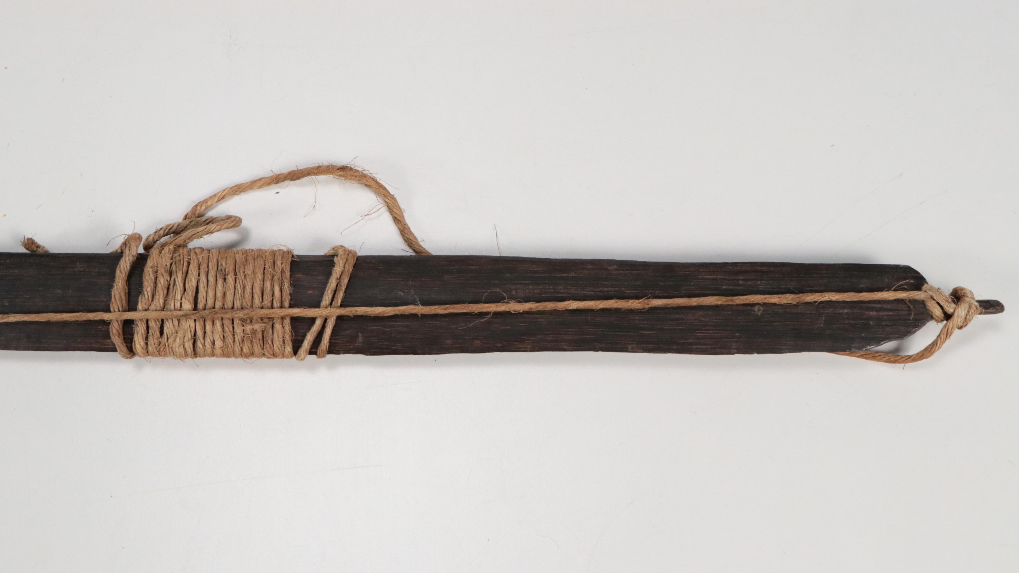 Iron and Wood Fishing Spears with Display Base and Primitive Style Bow